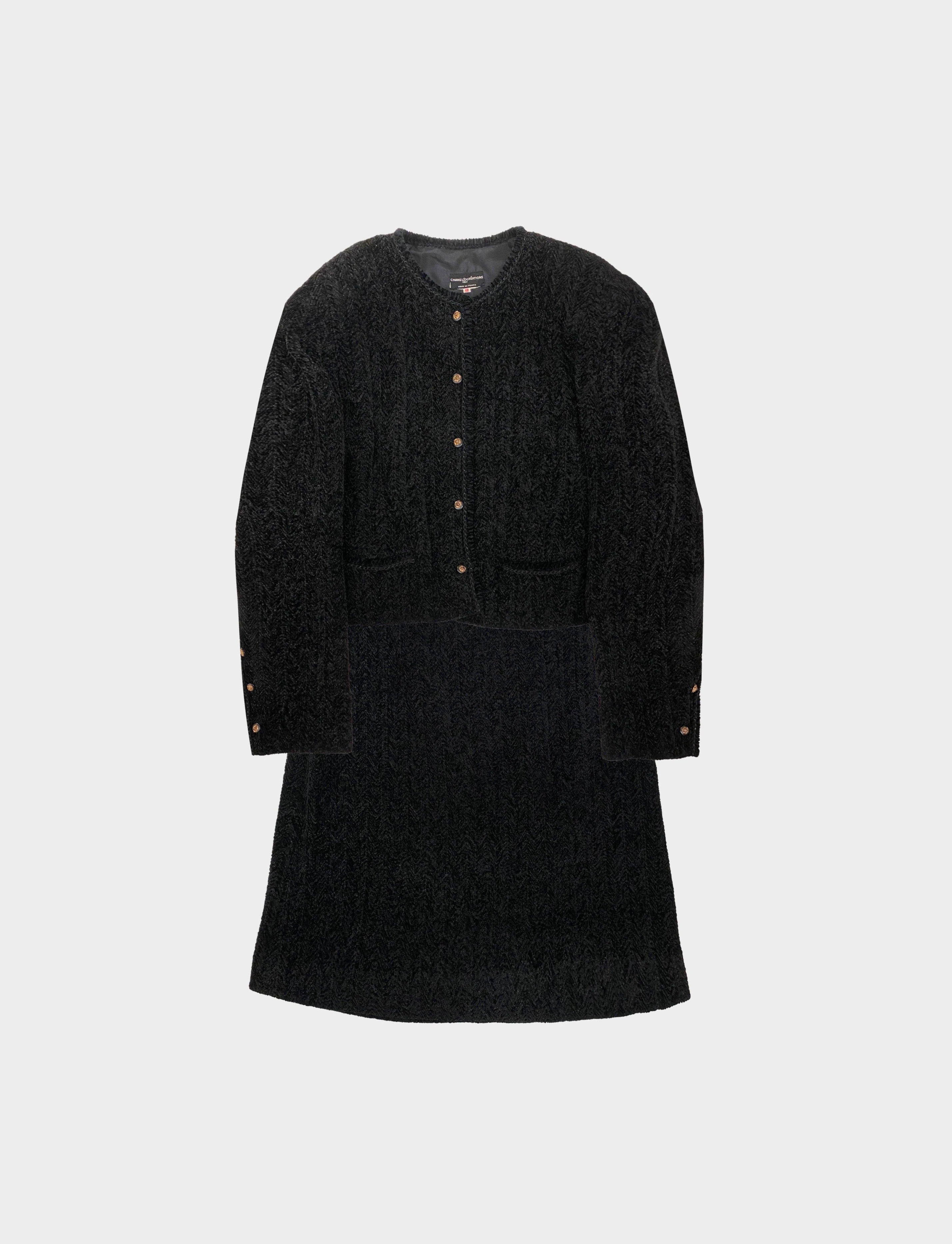 Chanel Early 1980s Chenille Wool Skirt Set