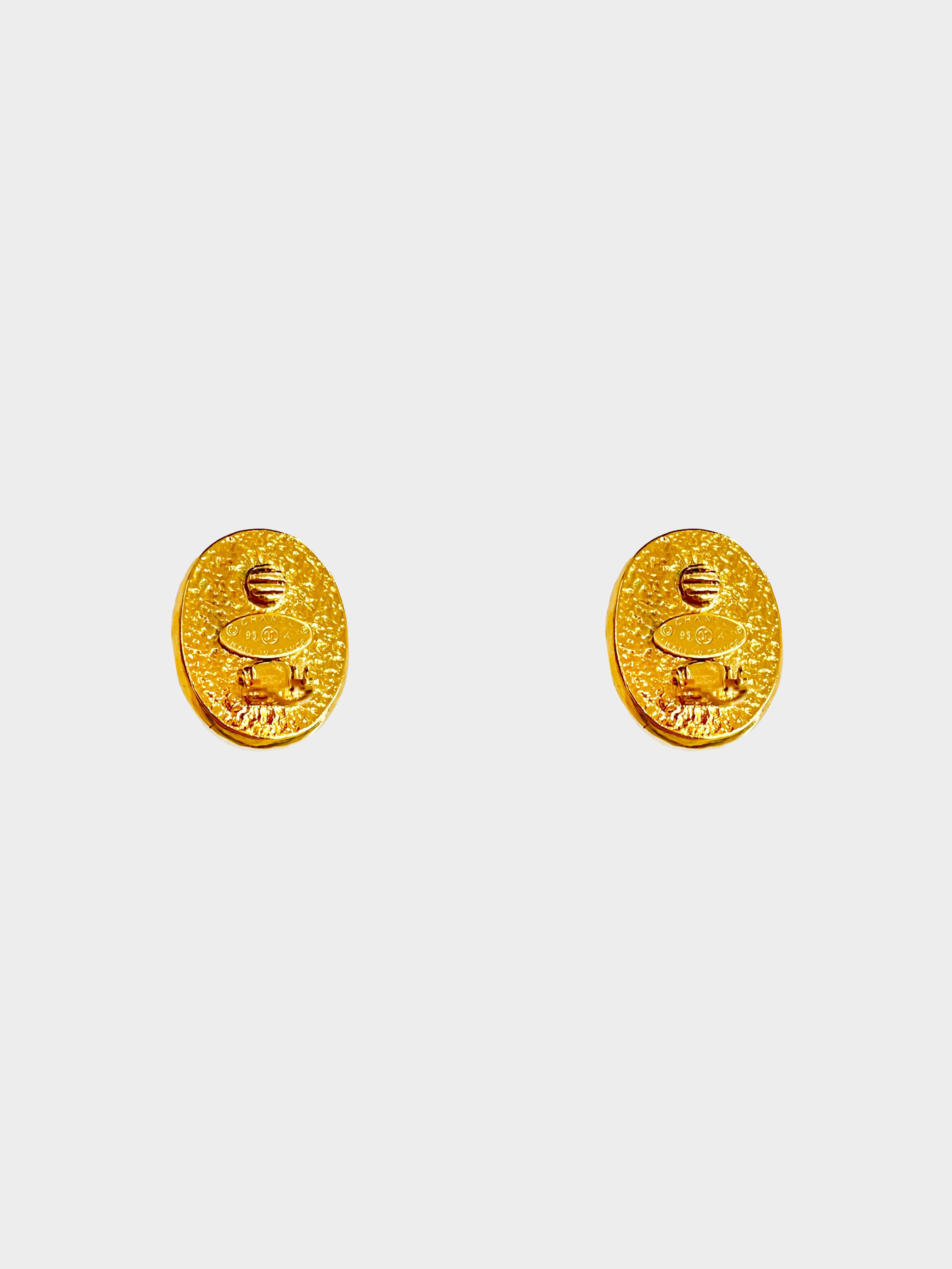 Chanel Fall 1993 Red Resin Logo Earrings