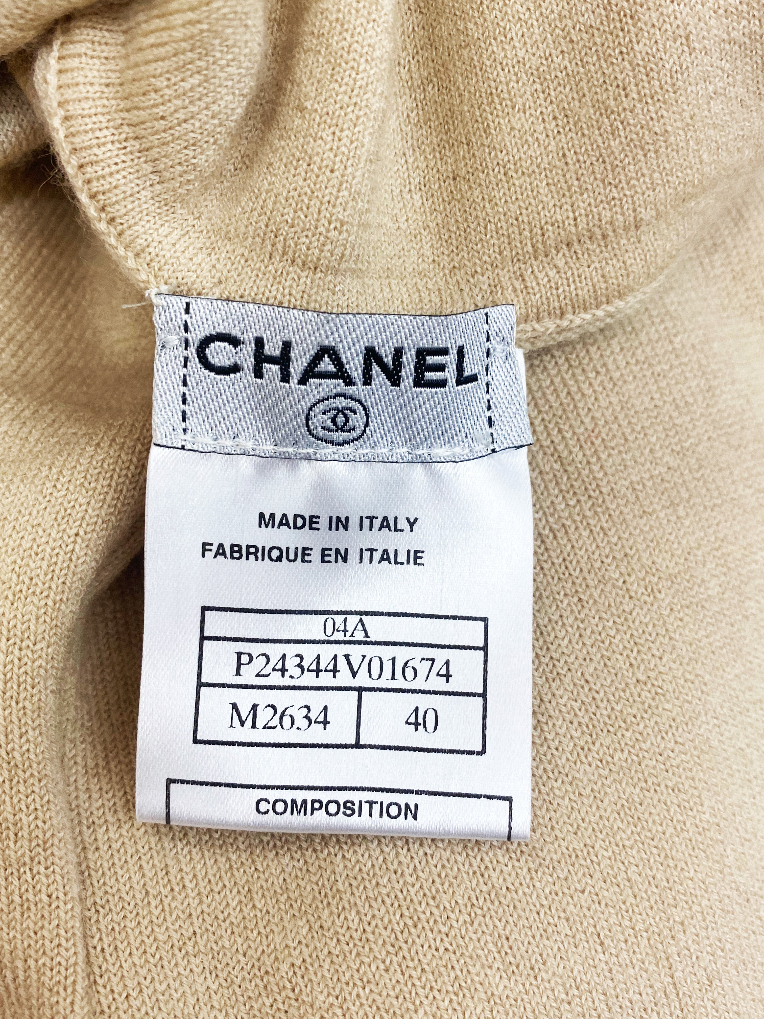 Chanel 2004 Cream Cashmere Logo Sweater
