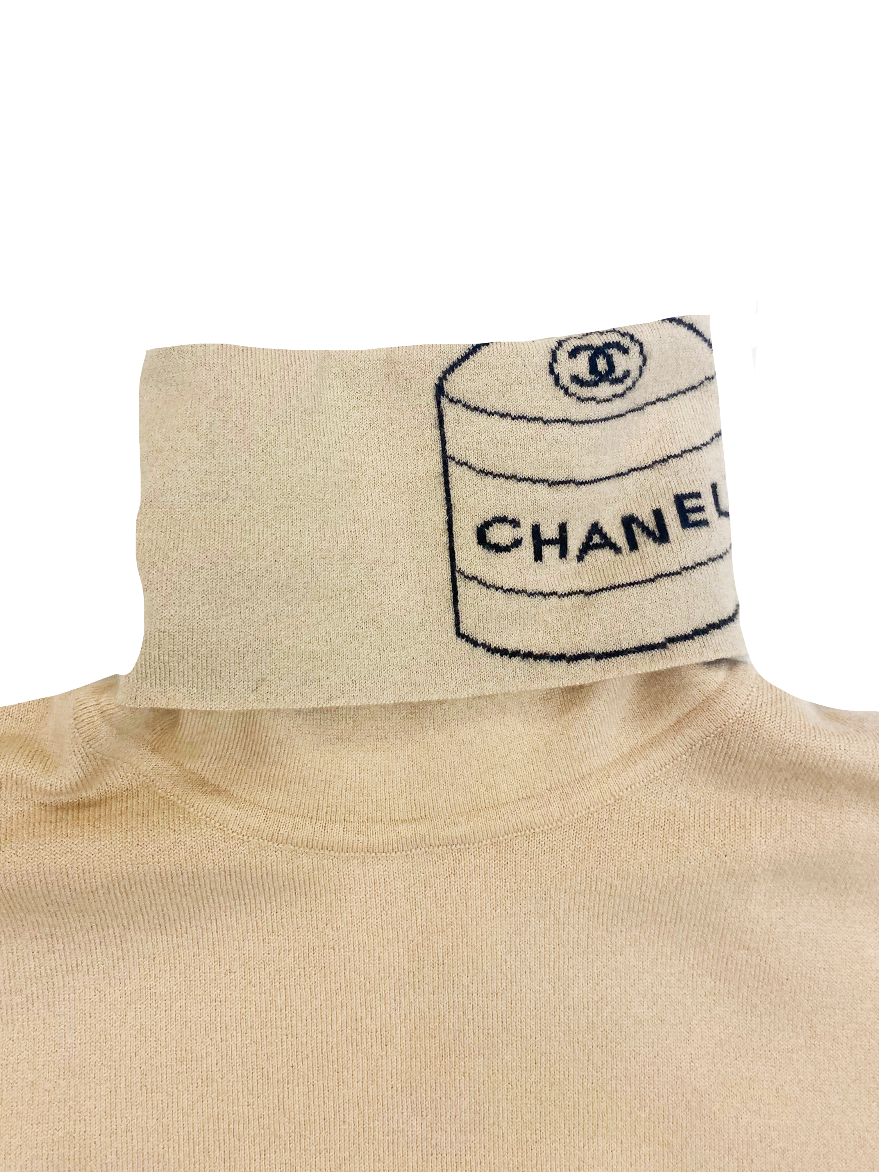 Chanel 2004 Cream Cashmere Logo Sweater