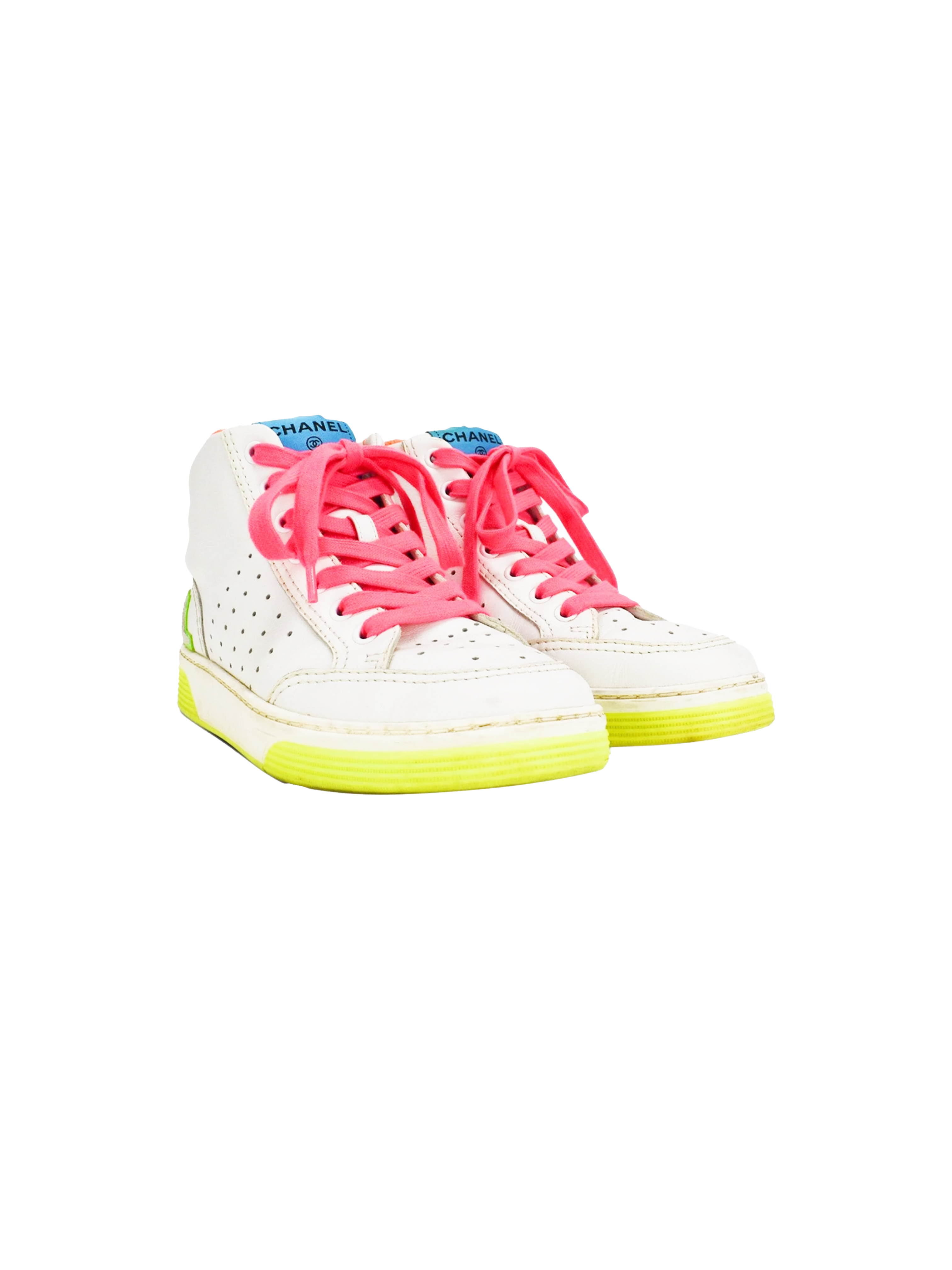 Chanel 2020 Neon High Top Logo Sneakers · INTO