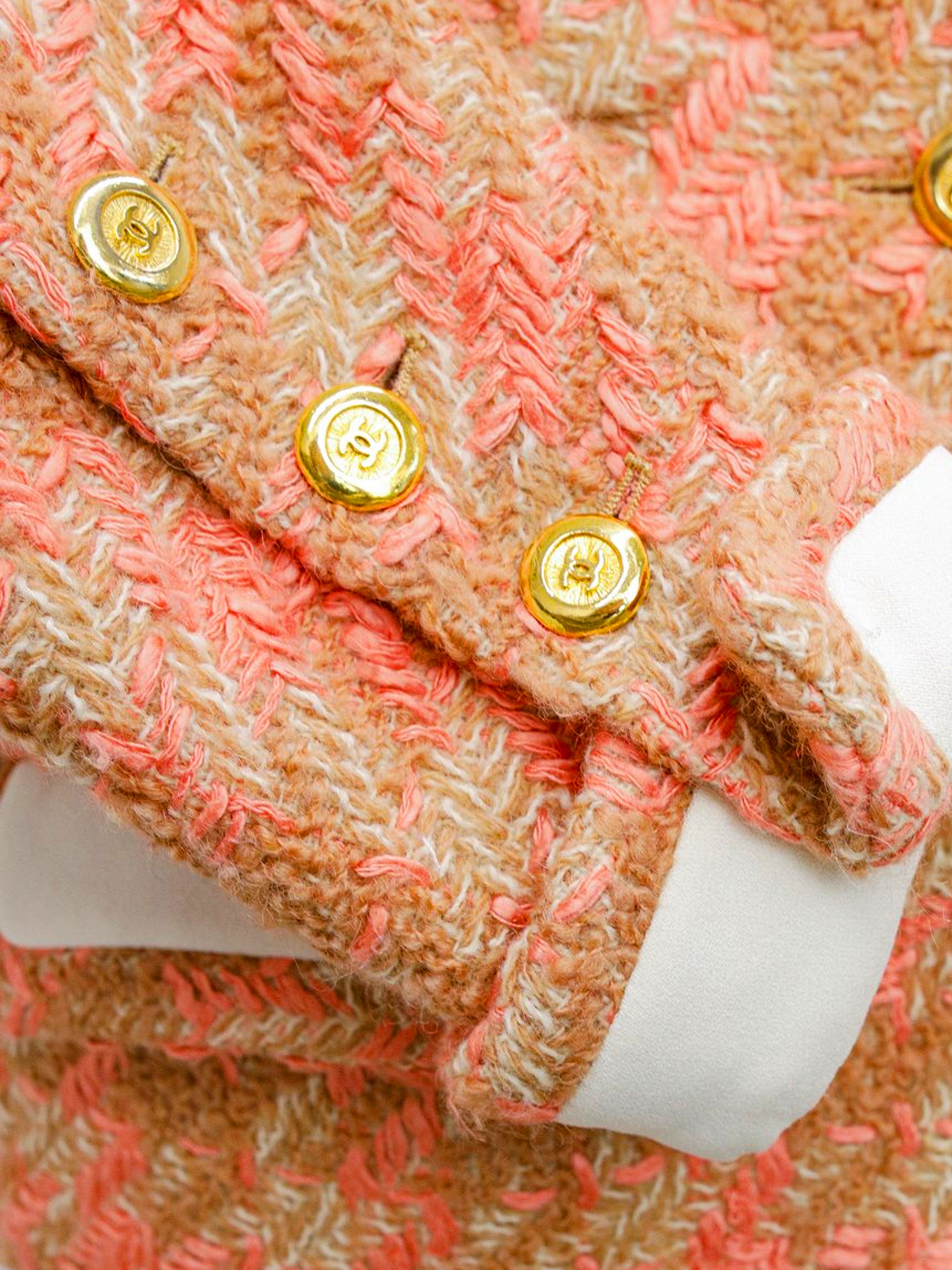 Chanel 1980s Peach Tweed Jacket with CC Buttons · INTO