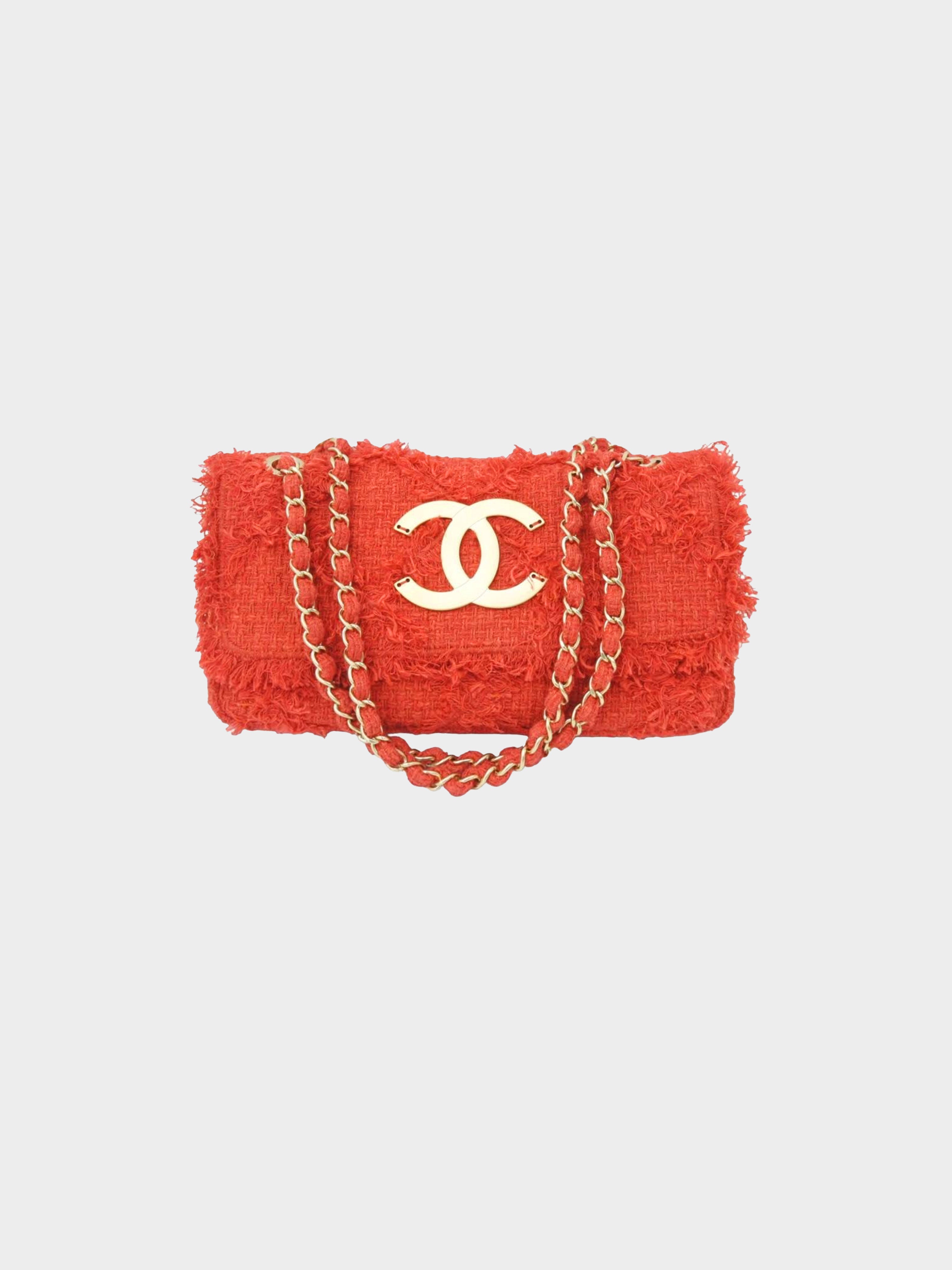 Chanel 2010 Red Tweed Matelasse Shoulder Bag · INTO