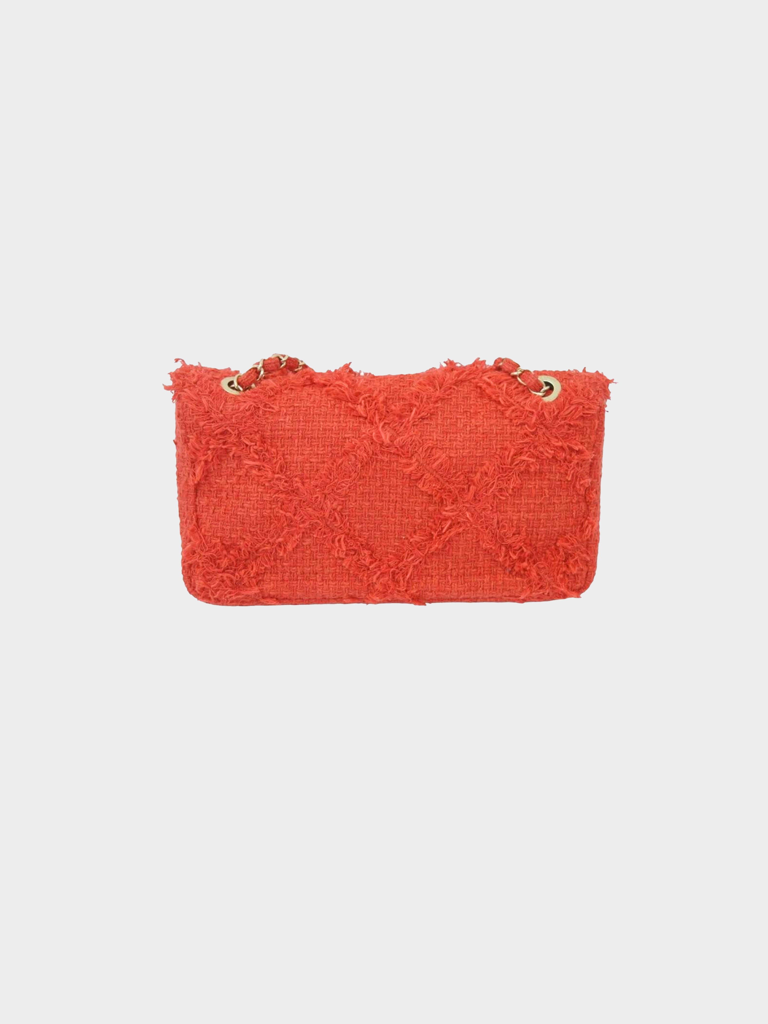 Chanel 2010 Red Tweed Matelasse Shoulder Bag