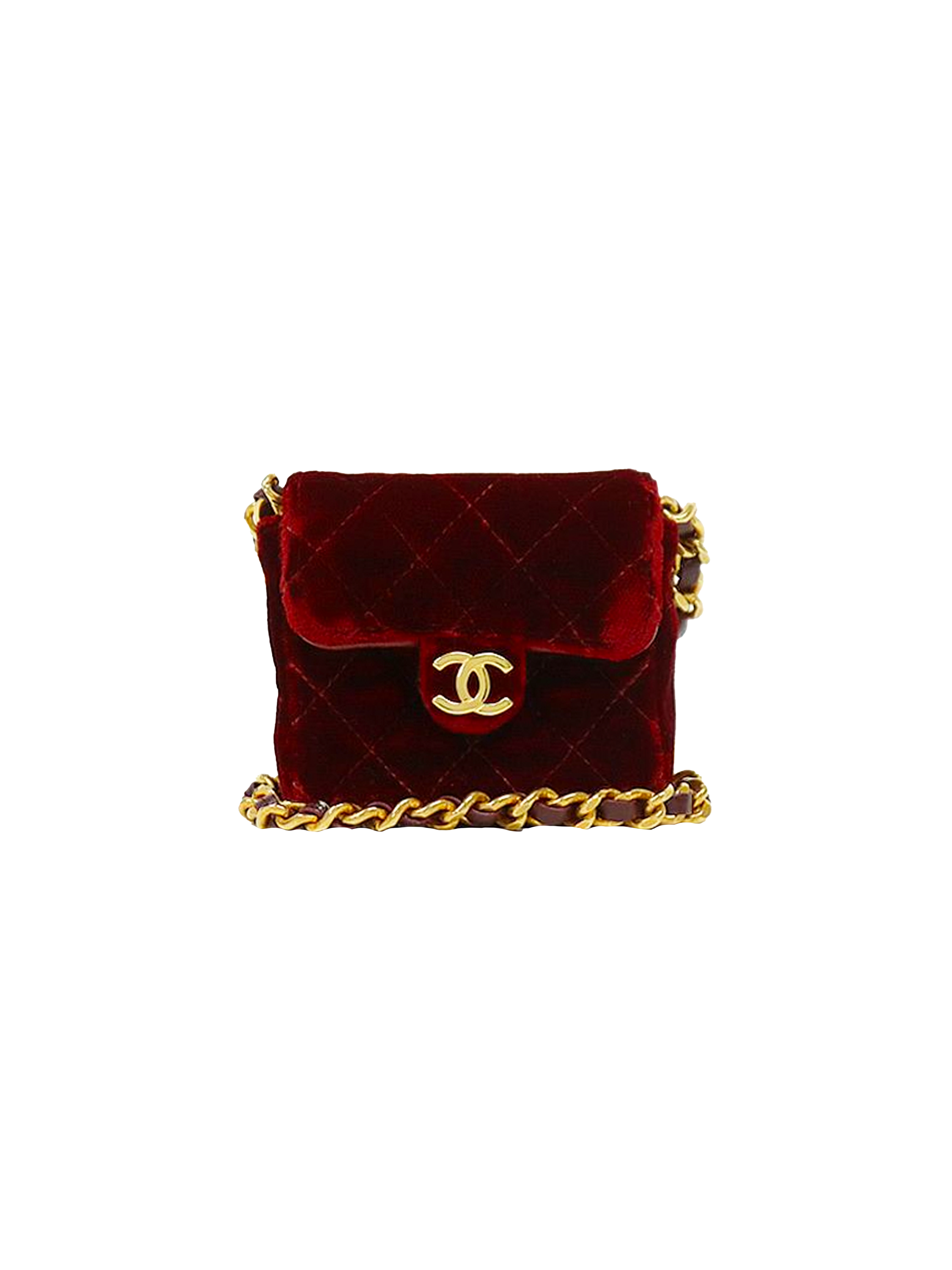 Chanel Around 1990 Made Suede V Stitch Classic Flap Chain Bag 25cm Red