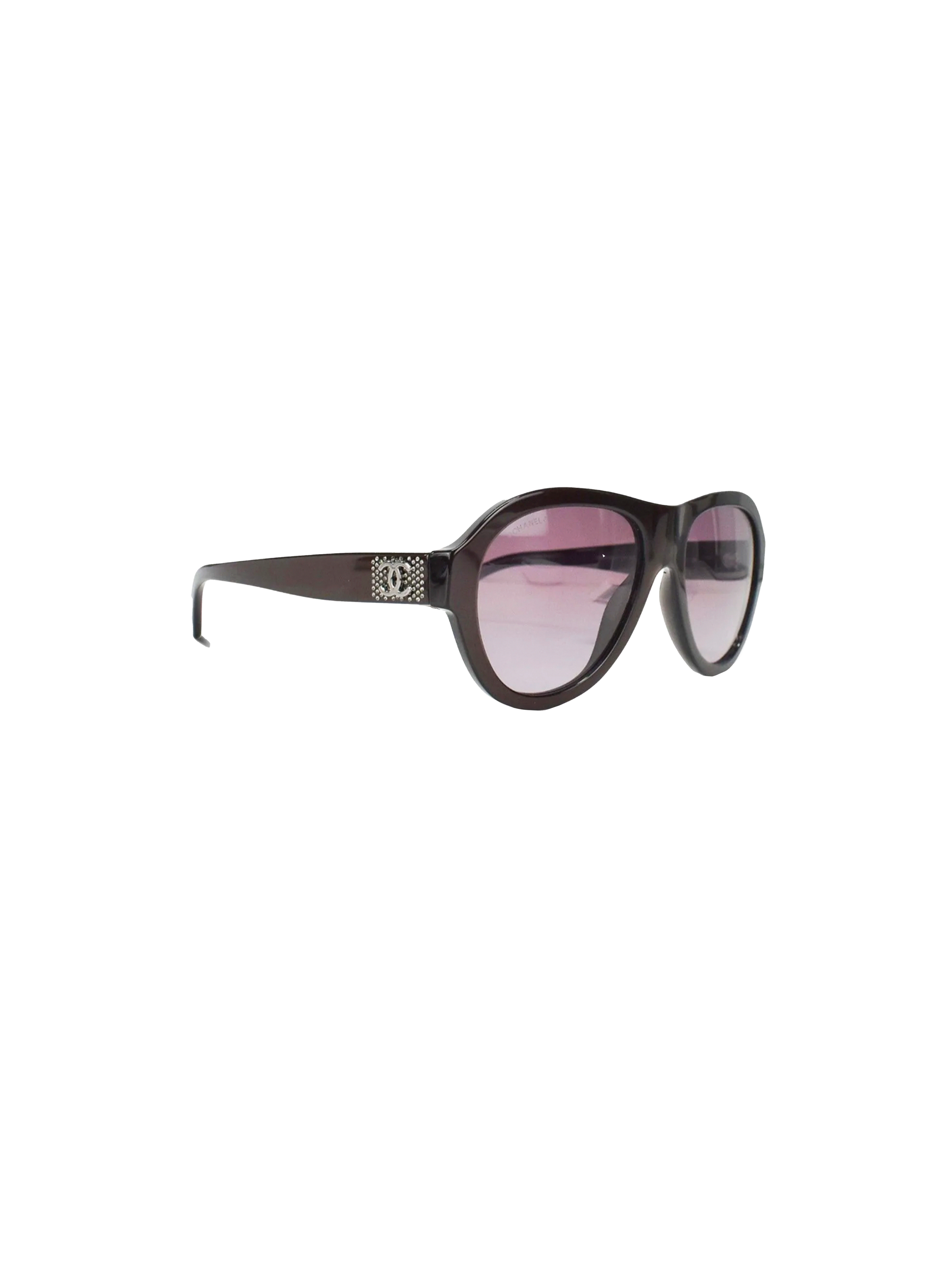 Chanel 2000s Purple Logo Sunglasses · INTO