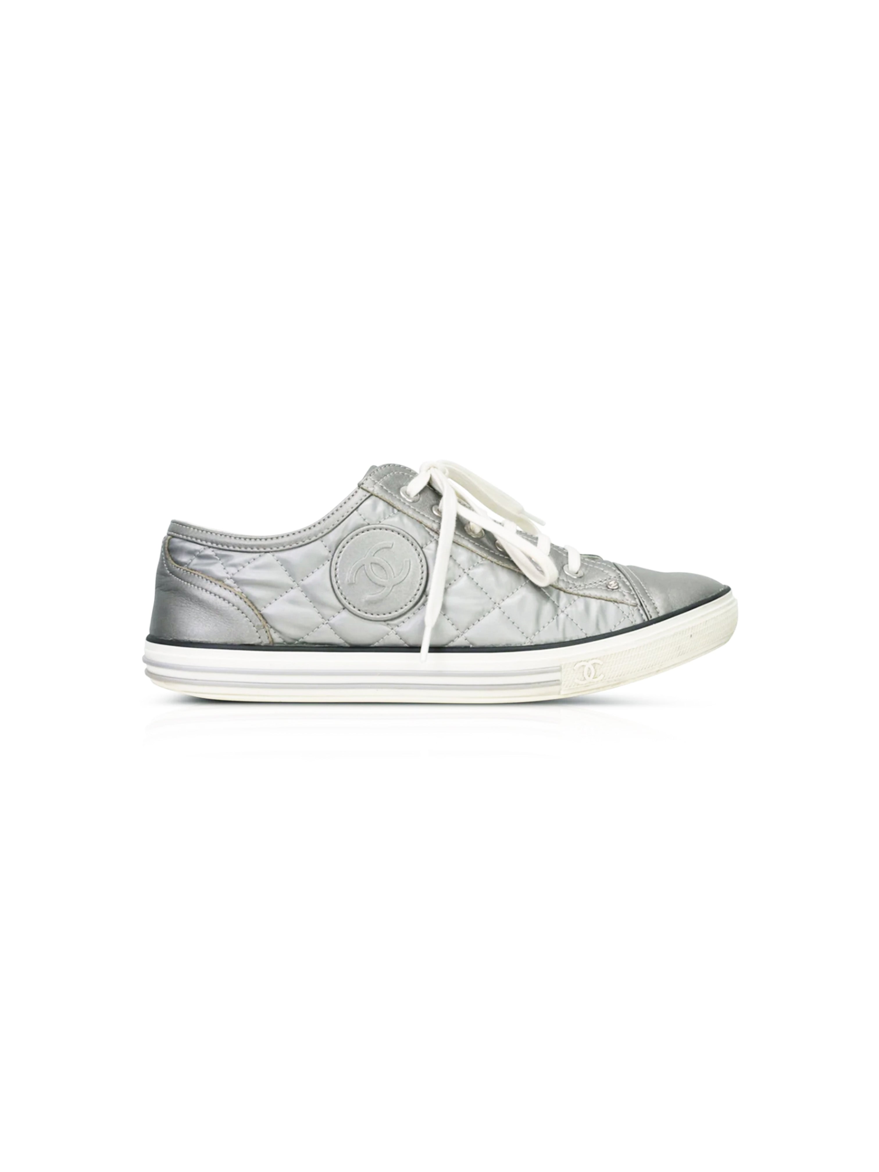 Chanel on sale silver sneakers