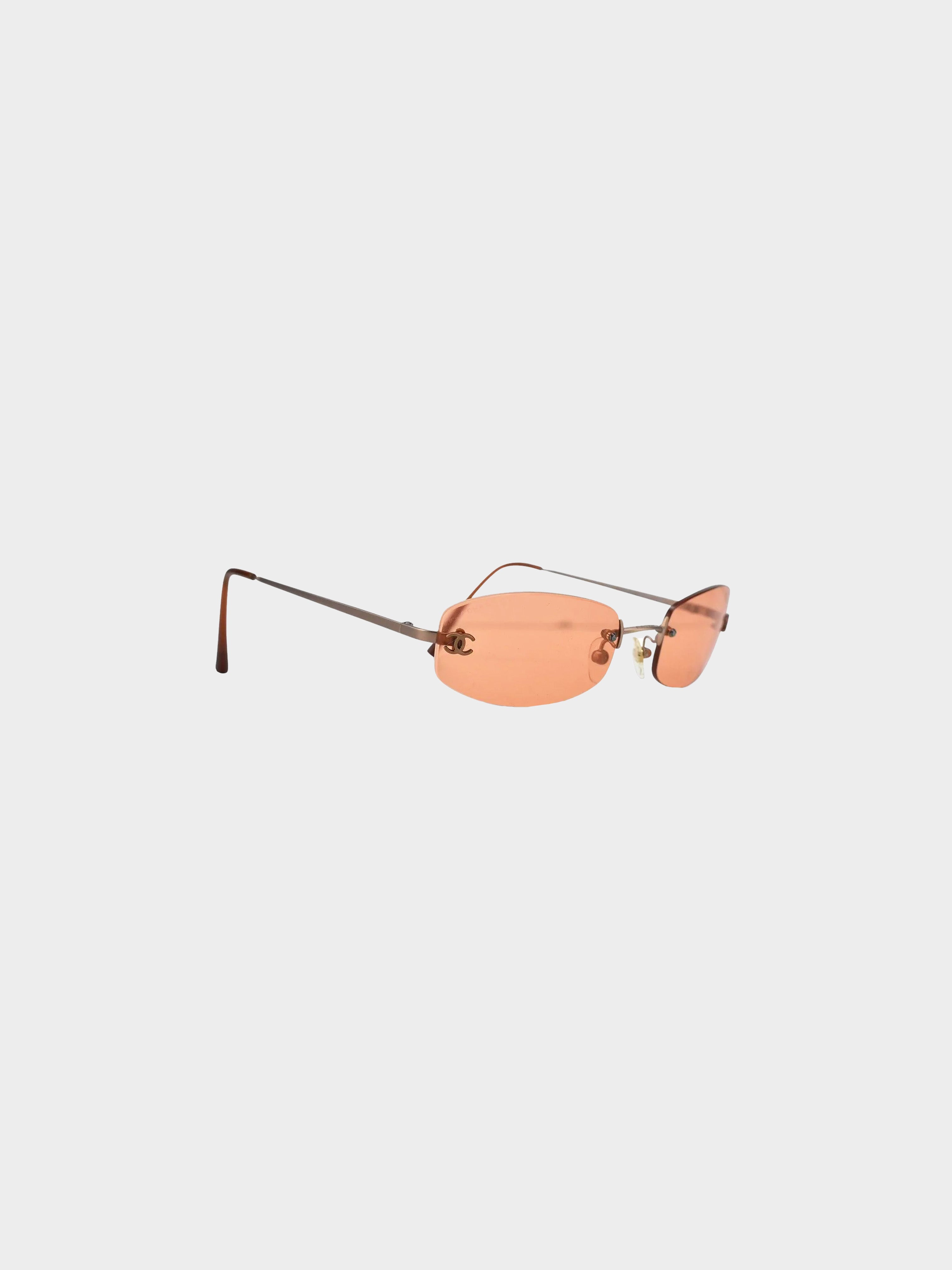 Chanel 2000s Coral Rimless Sunglasses