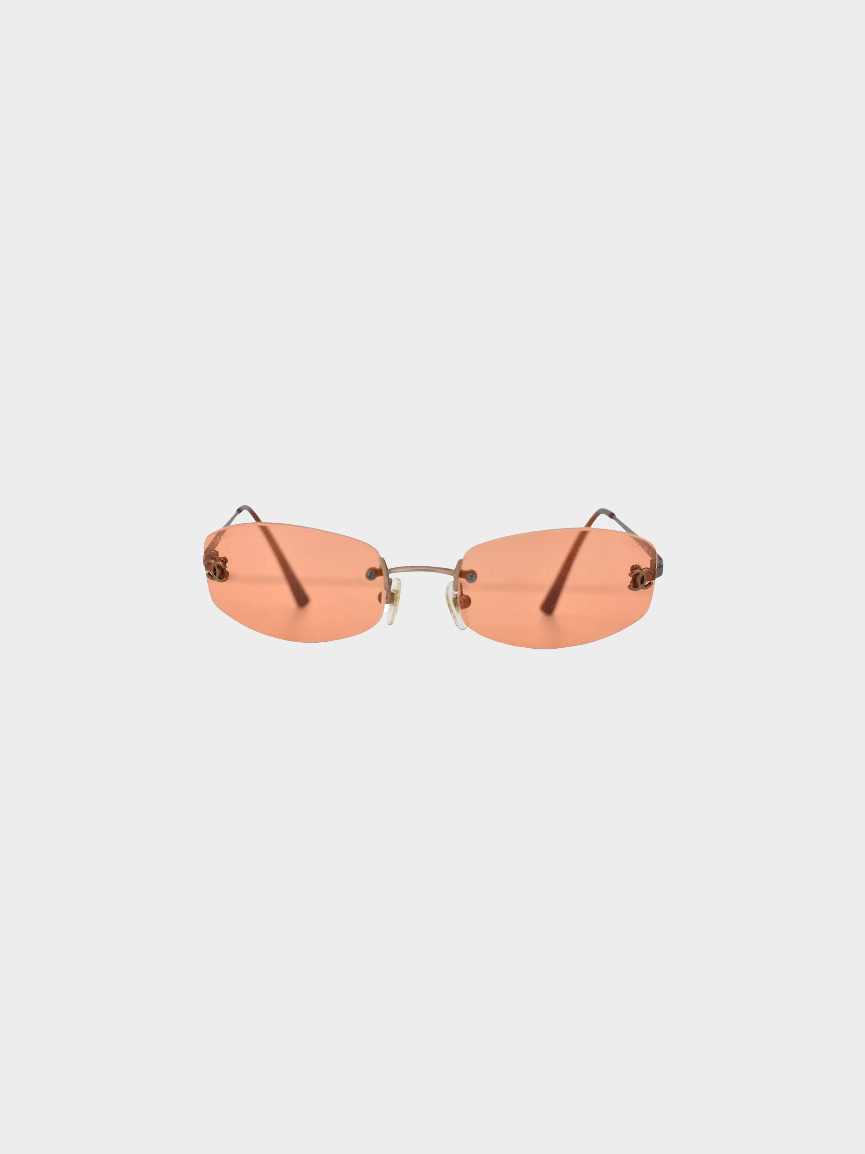 Chanel 2000s Coral Rimless Sunglasses