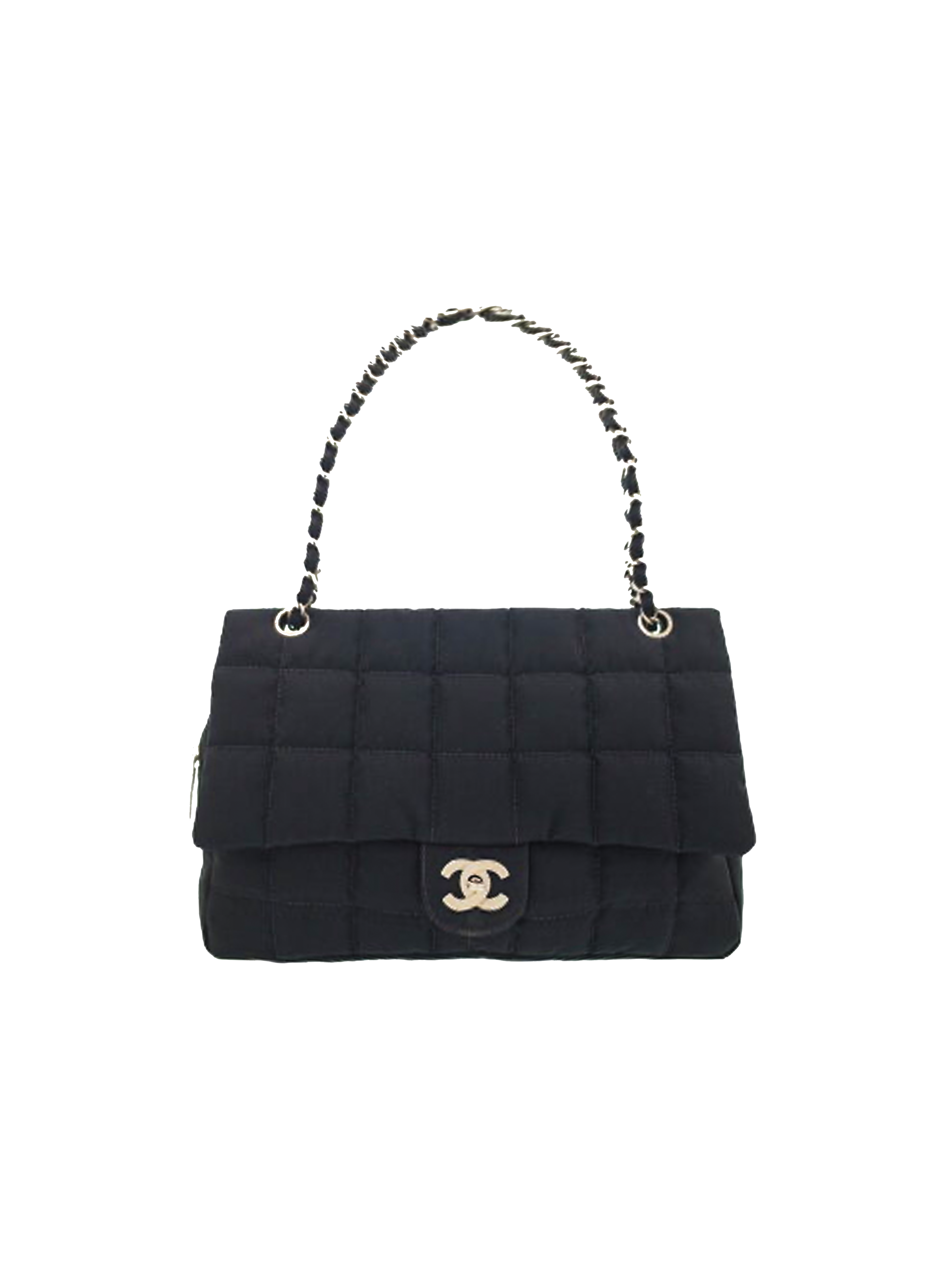 CHANEL Pre-Owned 2002-2003 Pre-Owned Chanel Jersey Knit Chocolate Bar Flap shoulder bag - Black