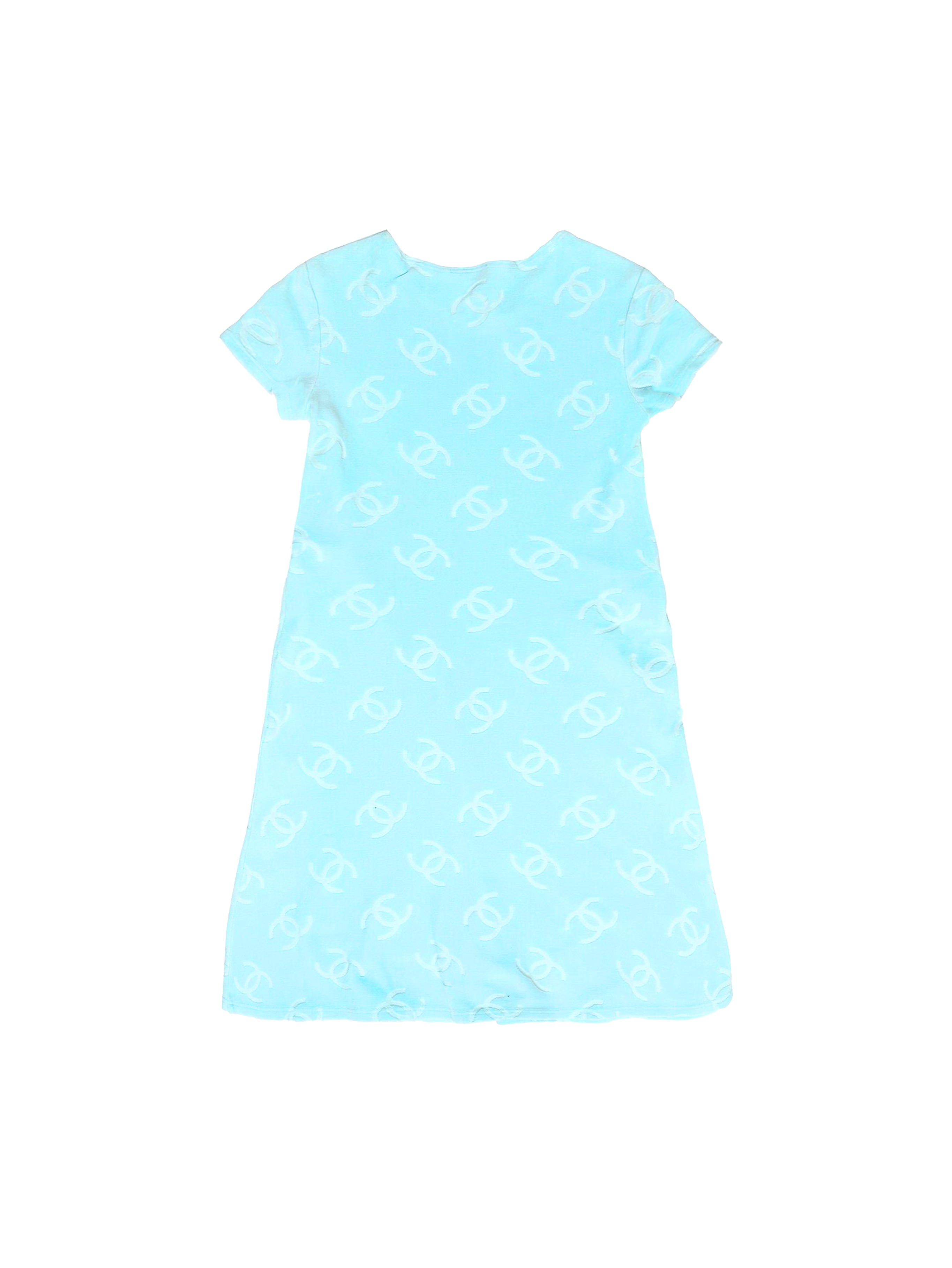 Chanel SS96 Velour Baby Blue Monogram Dress · INTO