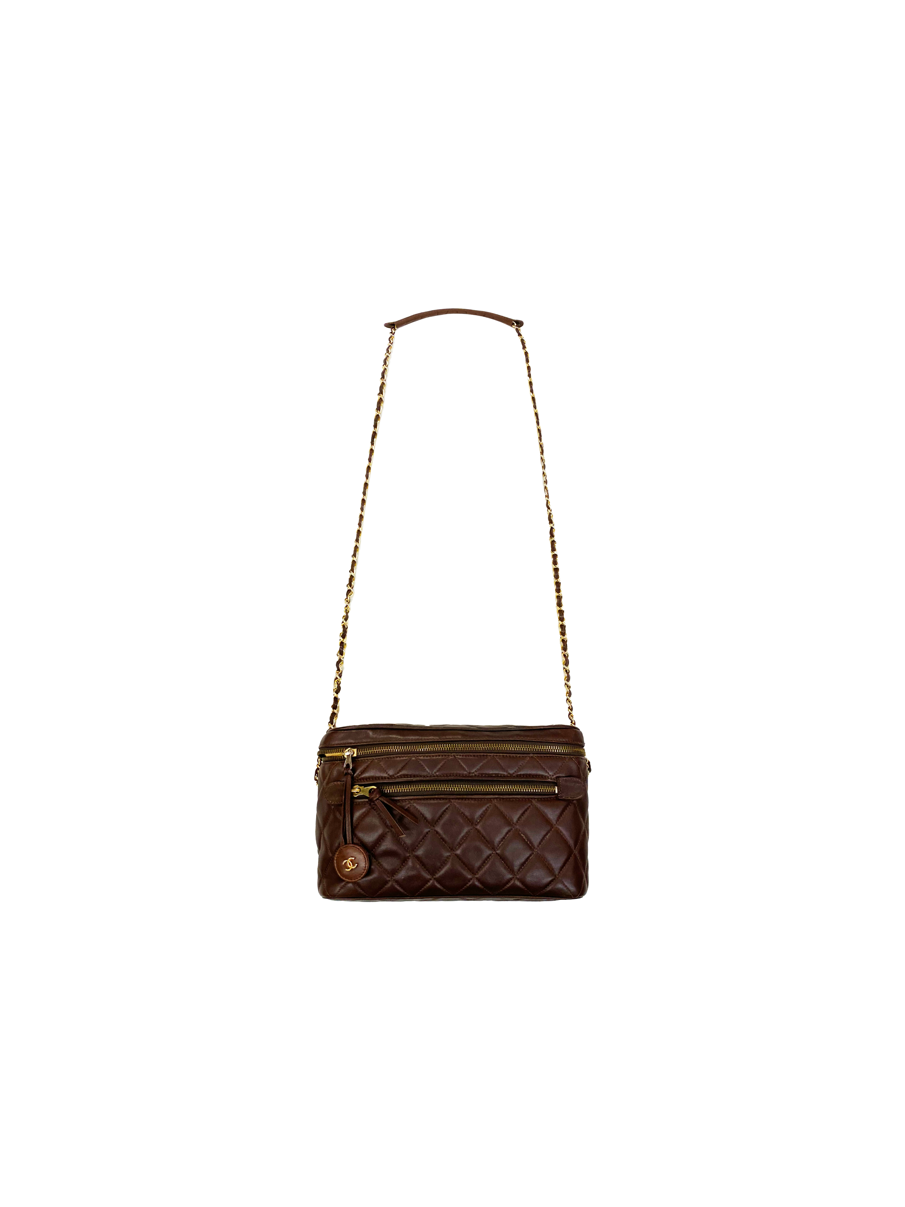 Chanel Early 1980s Chocolate Brown Camera Bag