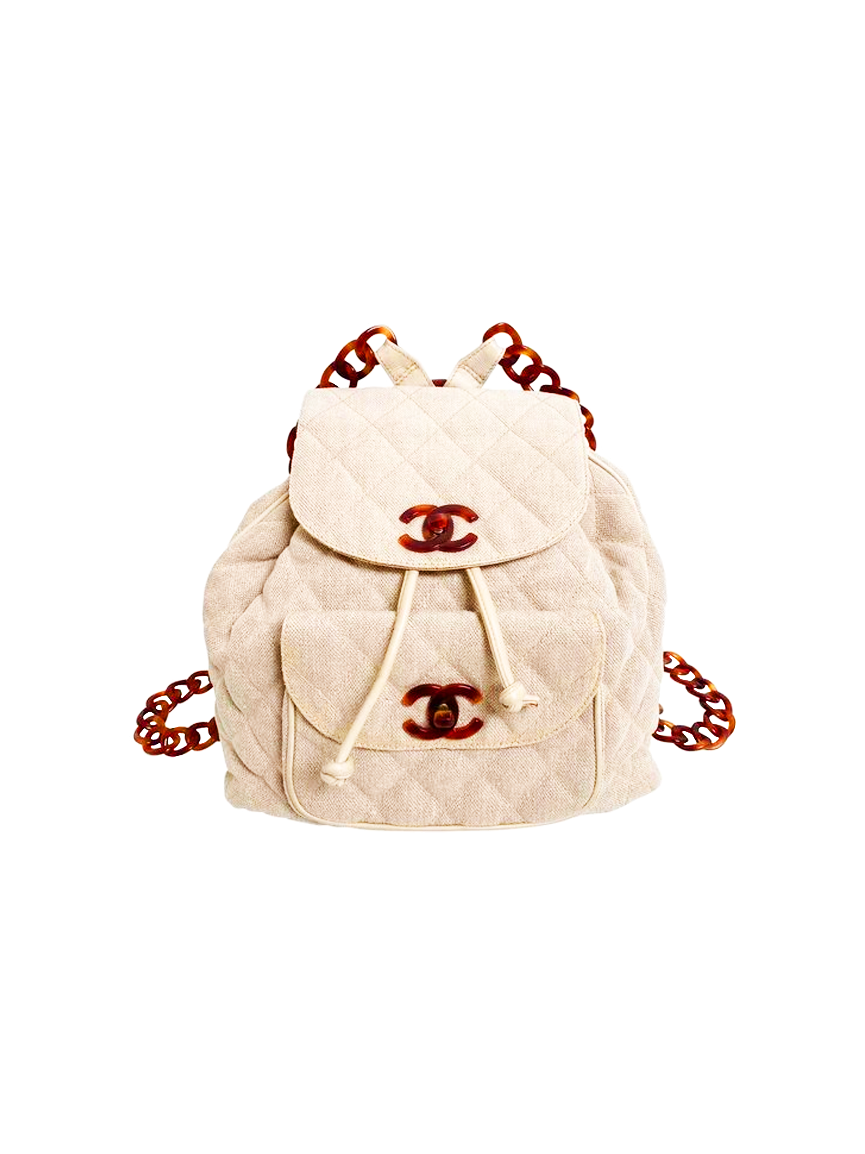 Chanel 1990s Linen Quilted Backpack