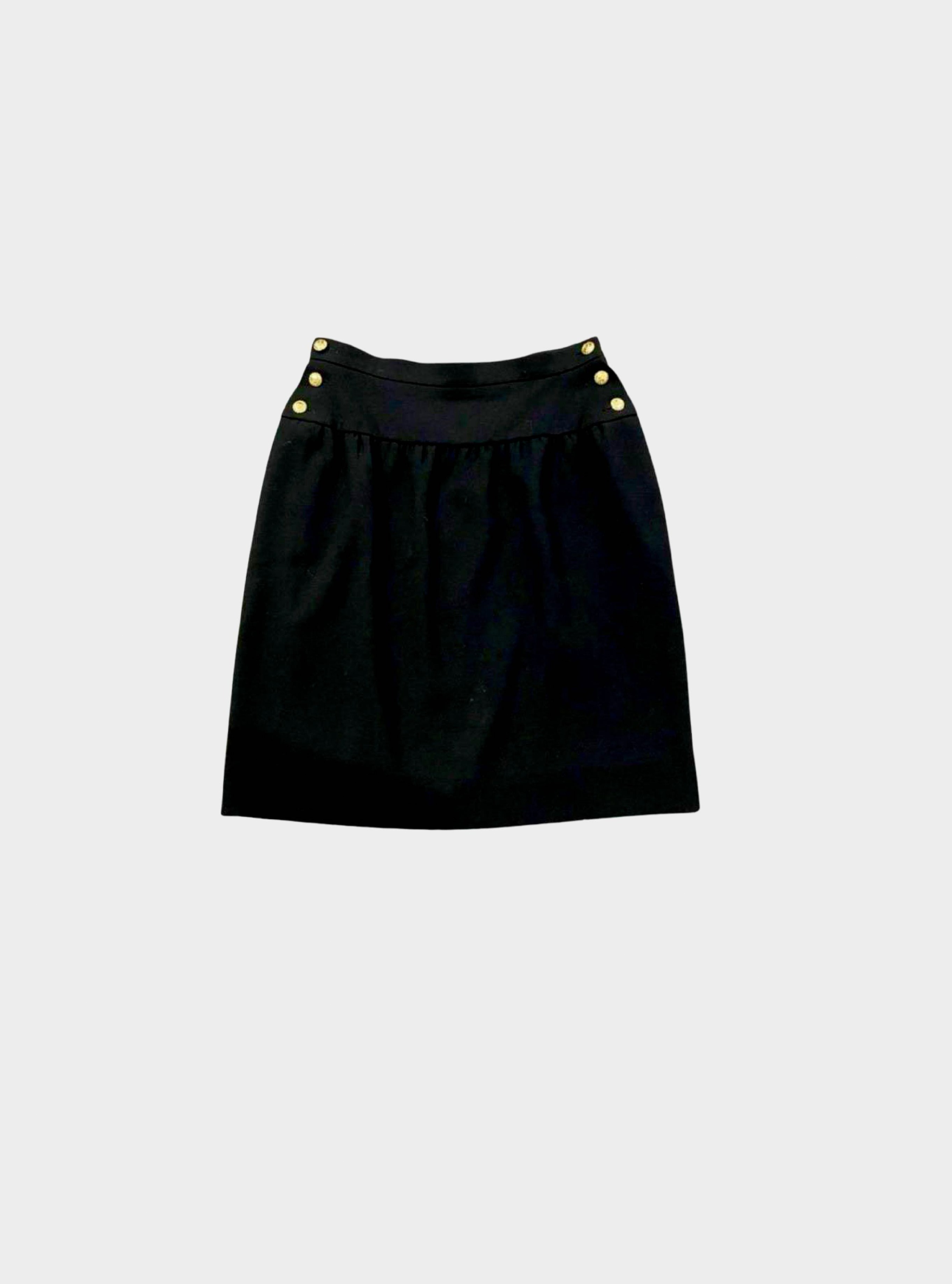 Chanel 1990s Black Cotton Pencil Skirt