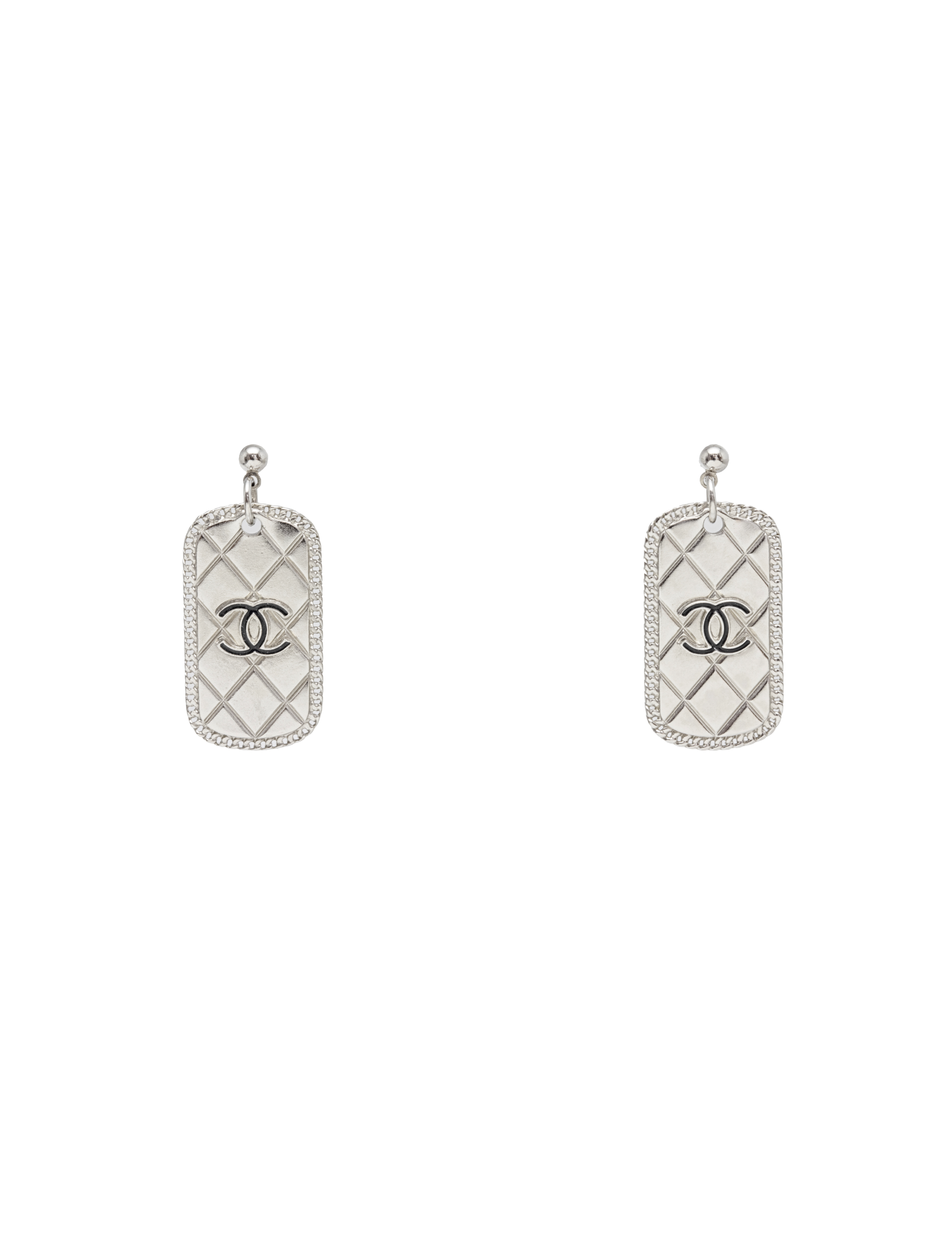 Chanel 2009 Cocomark Silver Plate Earrings