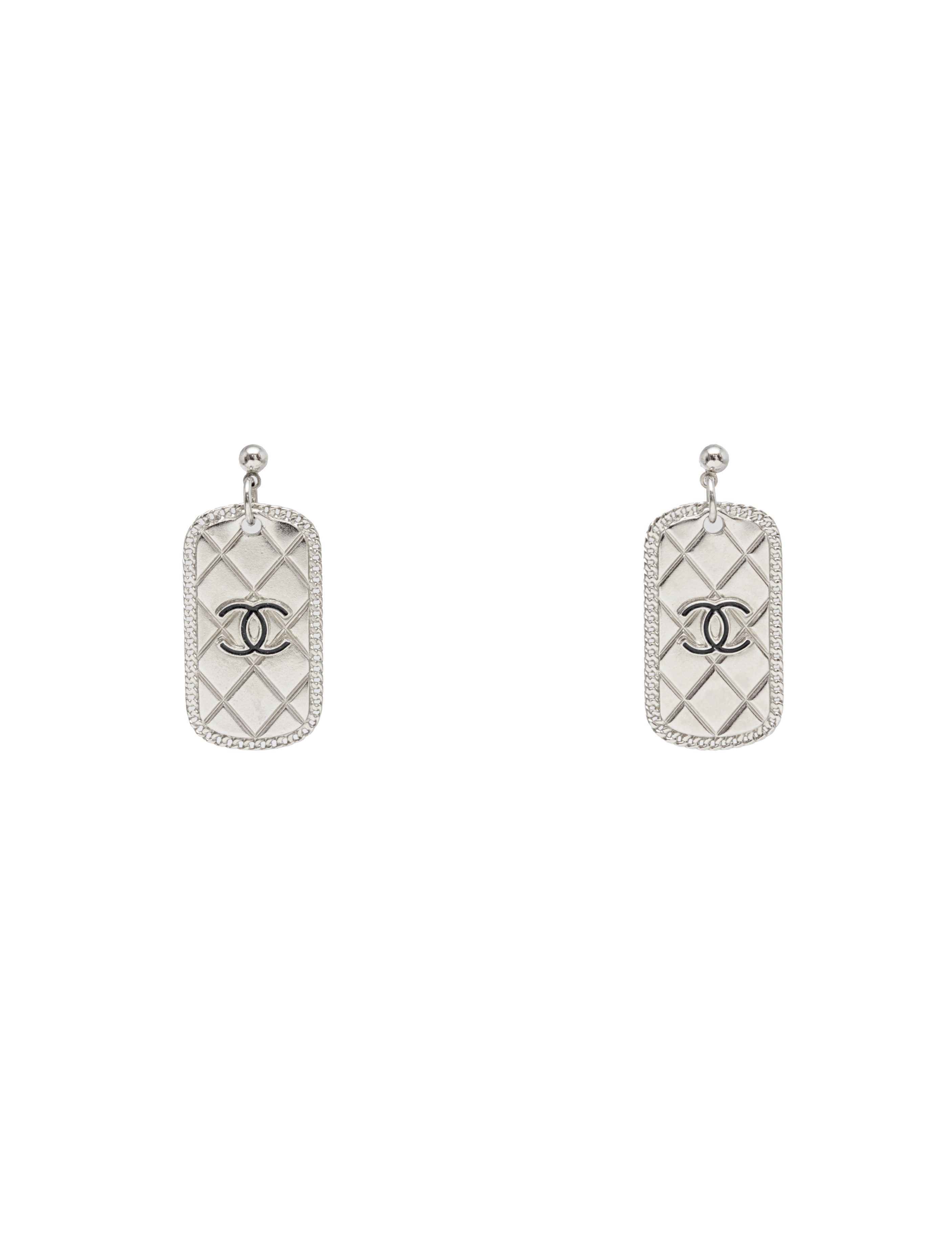 Chanel 2009 Cocomark Silver Plate Earrings · INTO