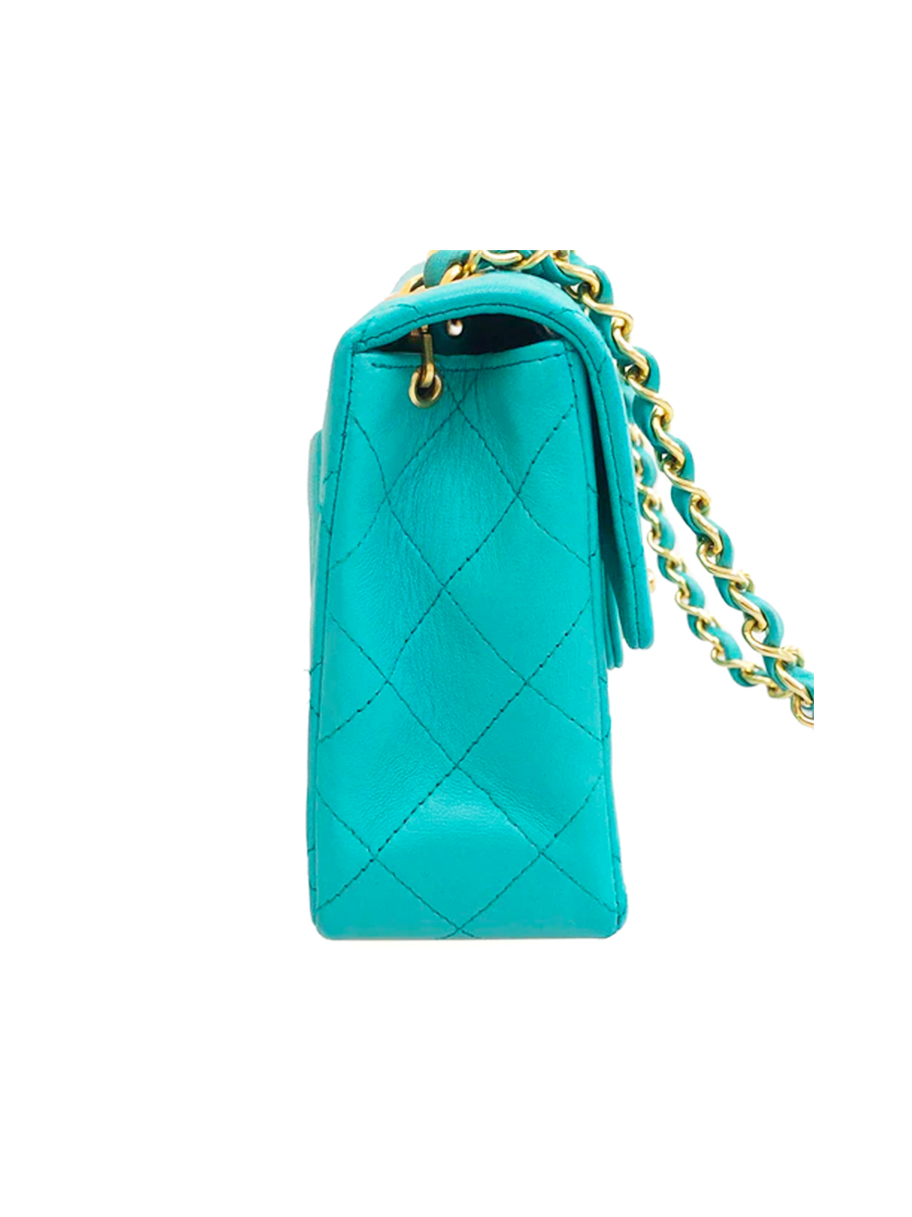 CHANEL Jumbo Single Flap Lambskin Leather Crossbody Bag Teal