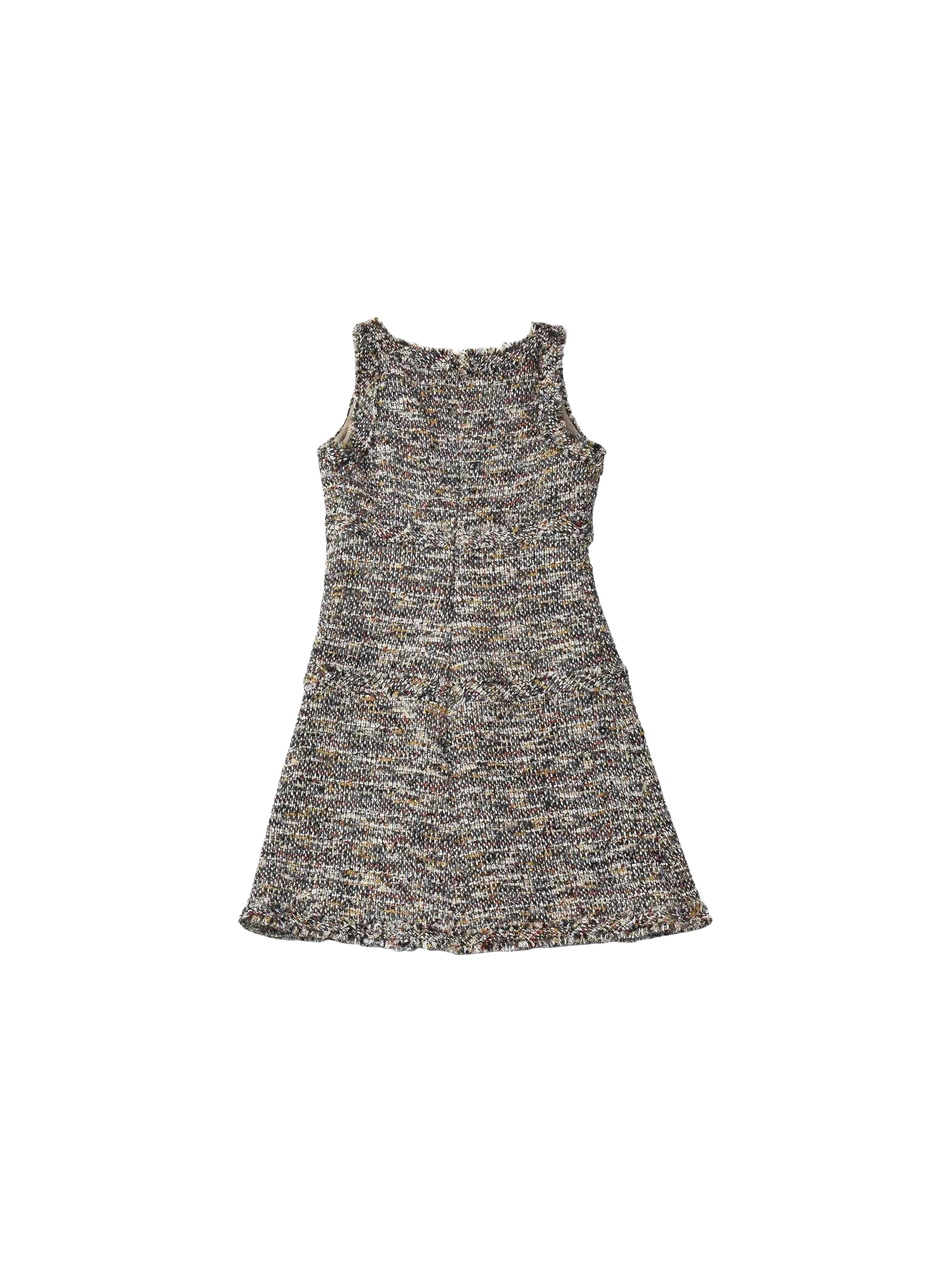 Chanel Multi Color Lesage Tweed Sleeveless Dress W/ Light Blue