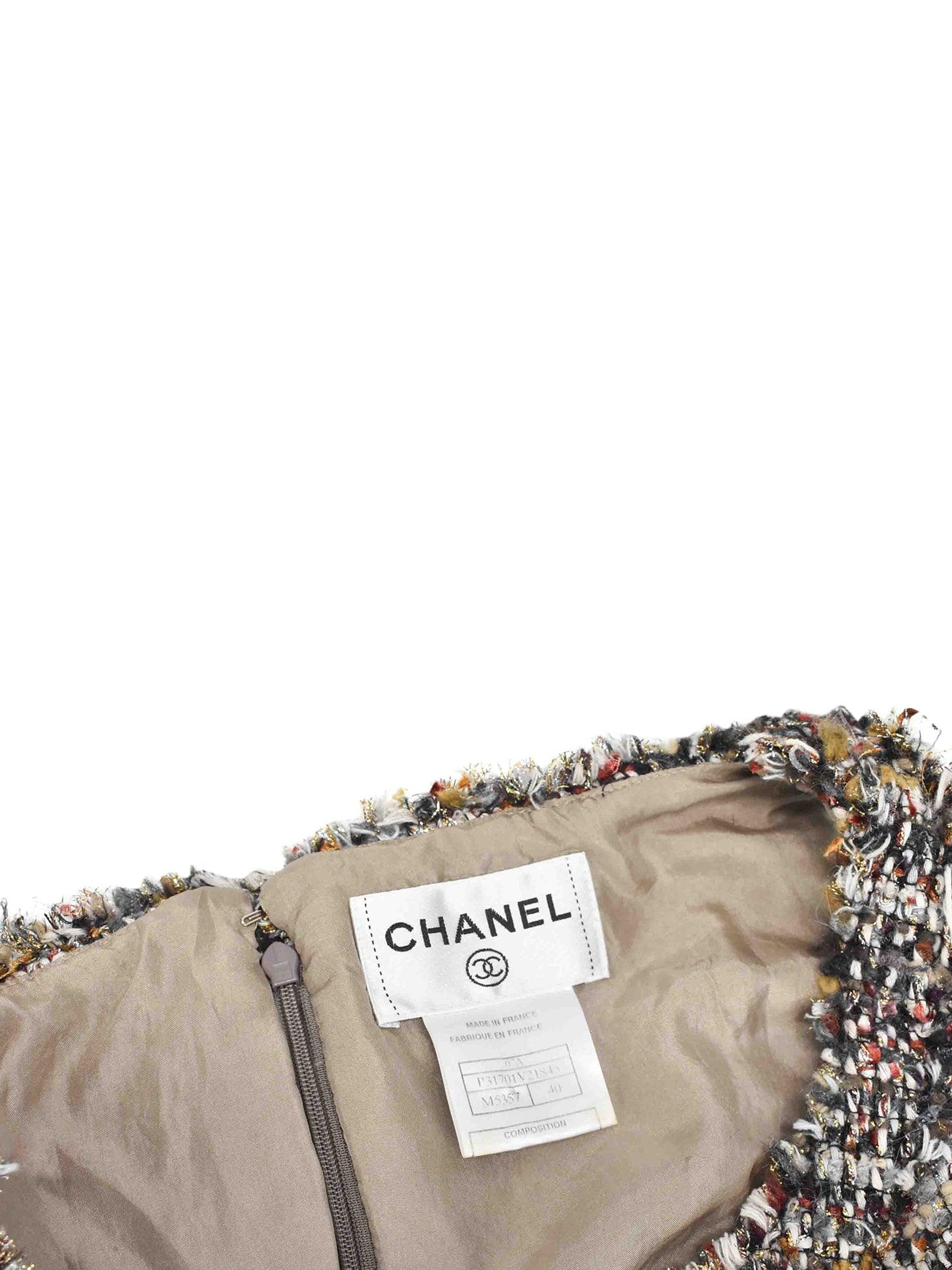 Chanel Multicolor Tweed Signature Zip Pouch