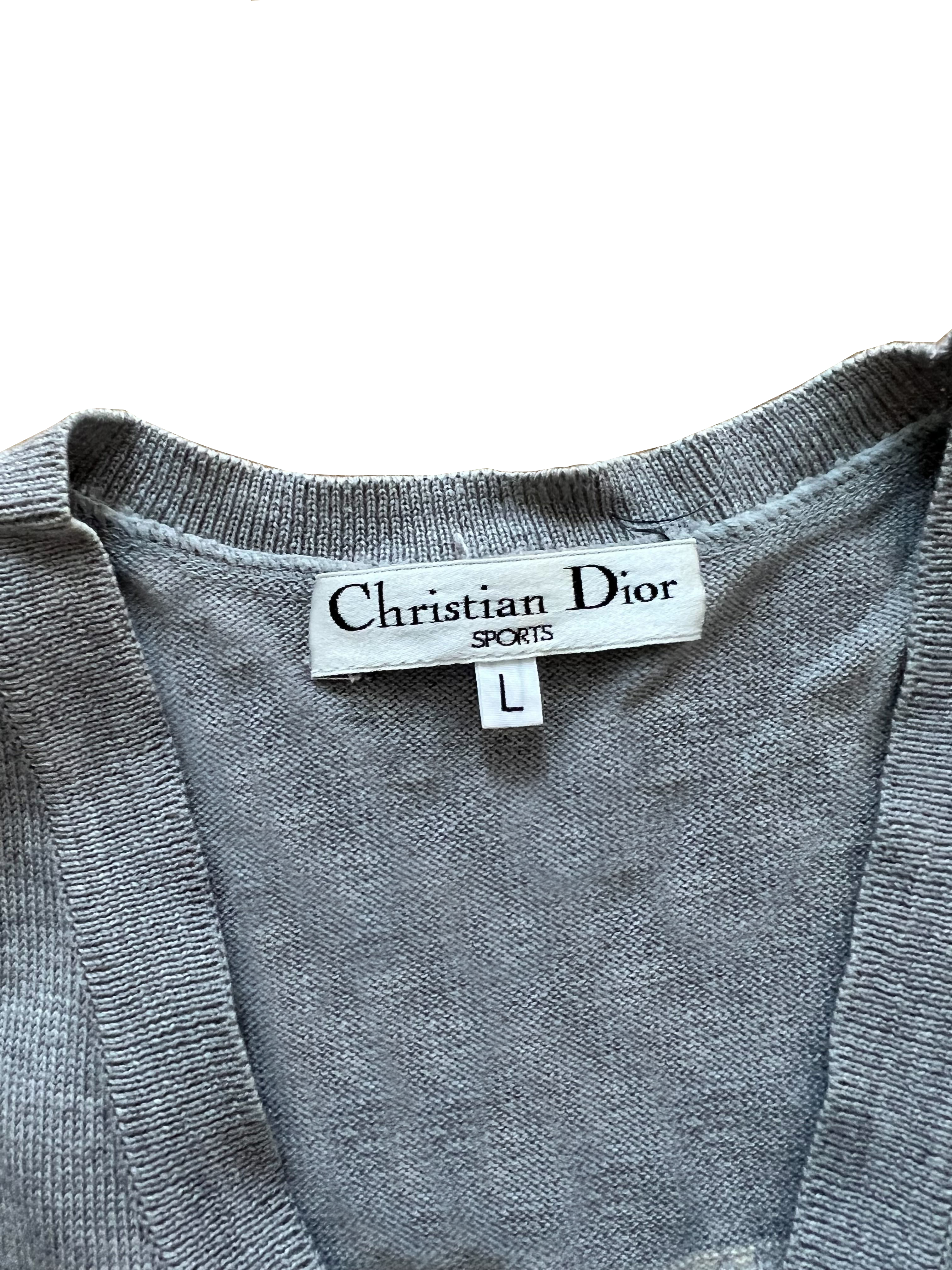 Christian Dior 1990s CD Sports Grey Checkered Cardigan