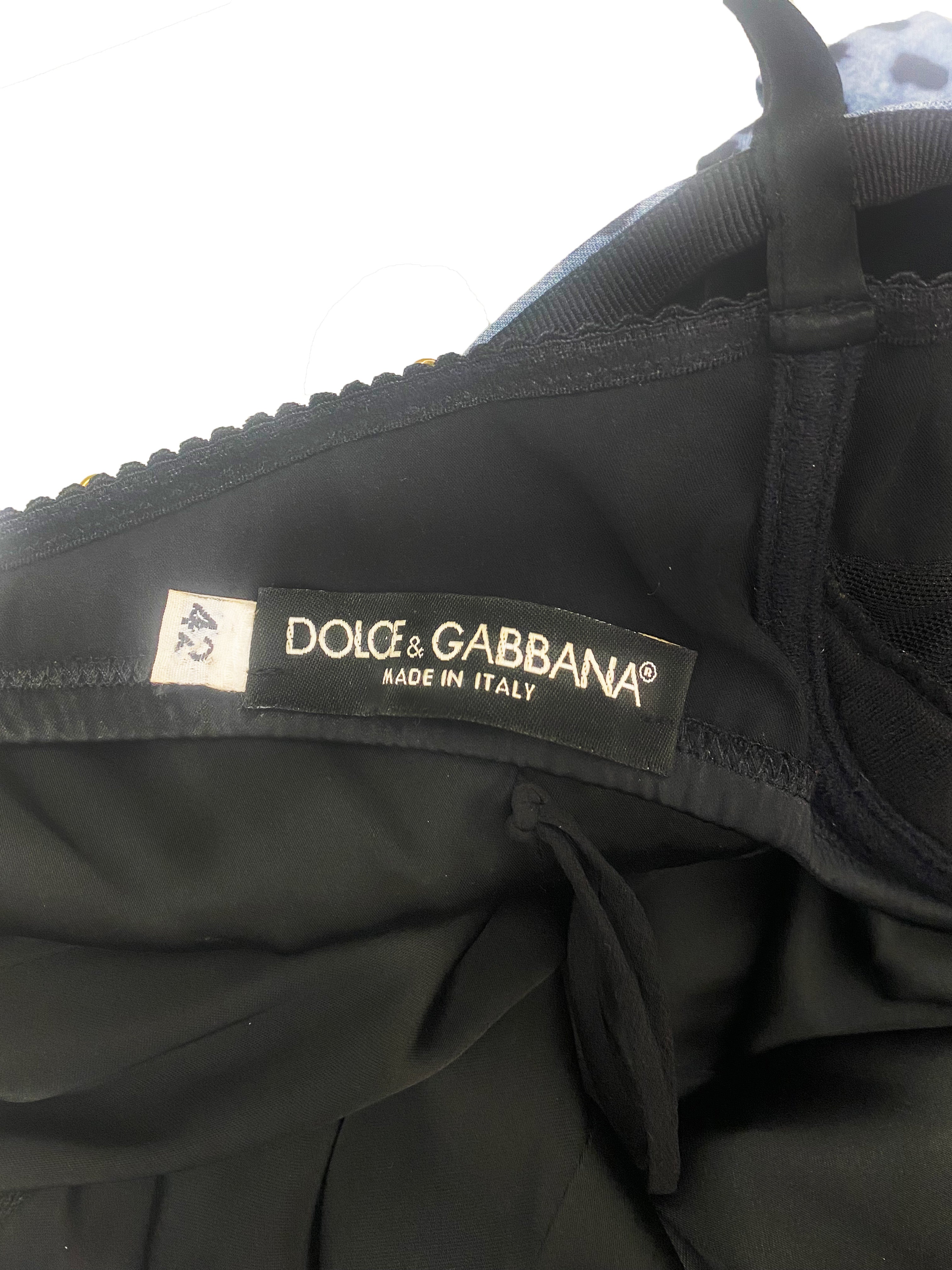 Dolce and Gabbana 2000s Leopard Blue Lingerie Dress
