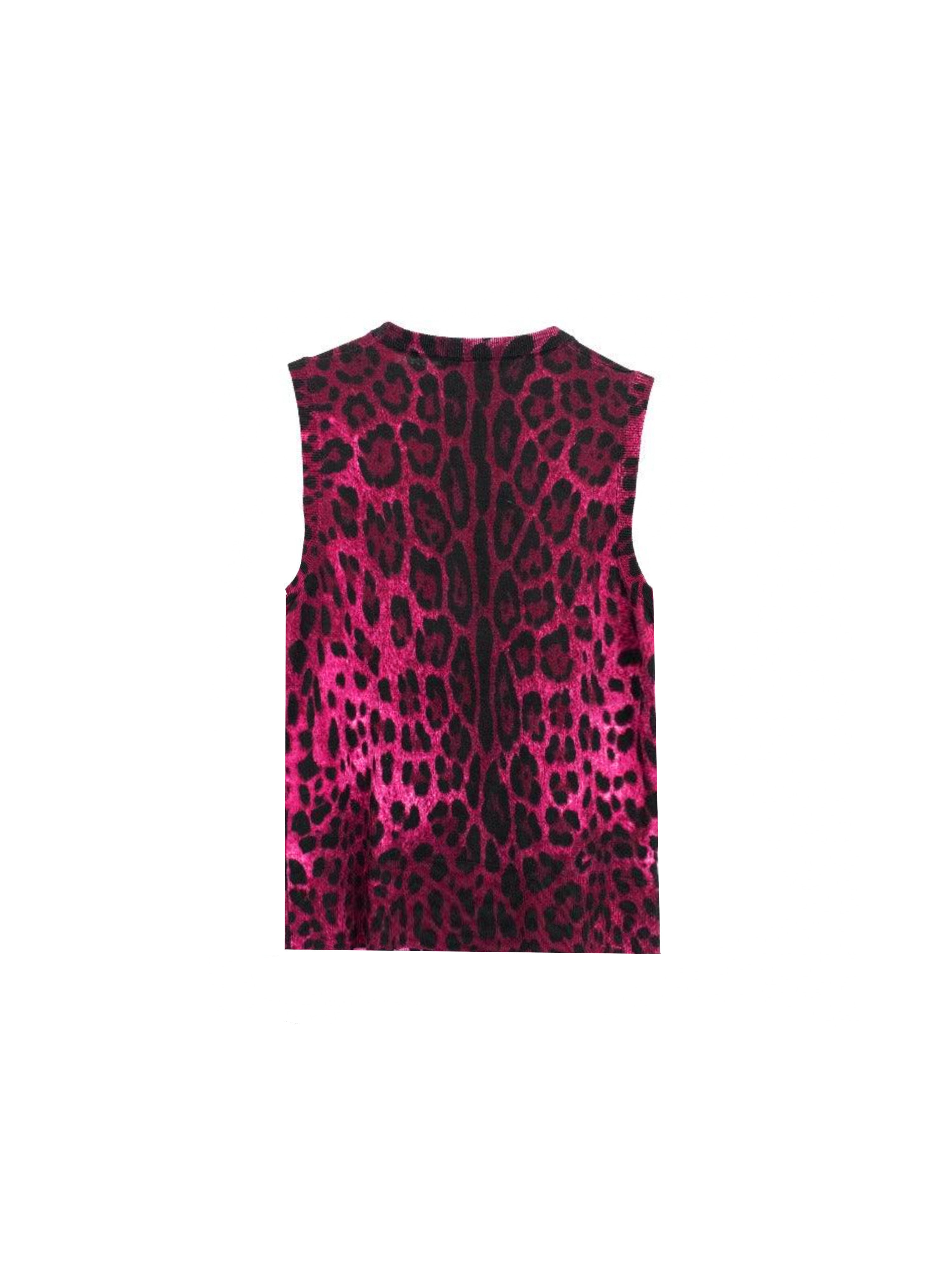 Dolce and Gabbana 2000s Pink Leopard Knit Sweater