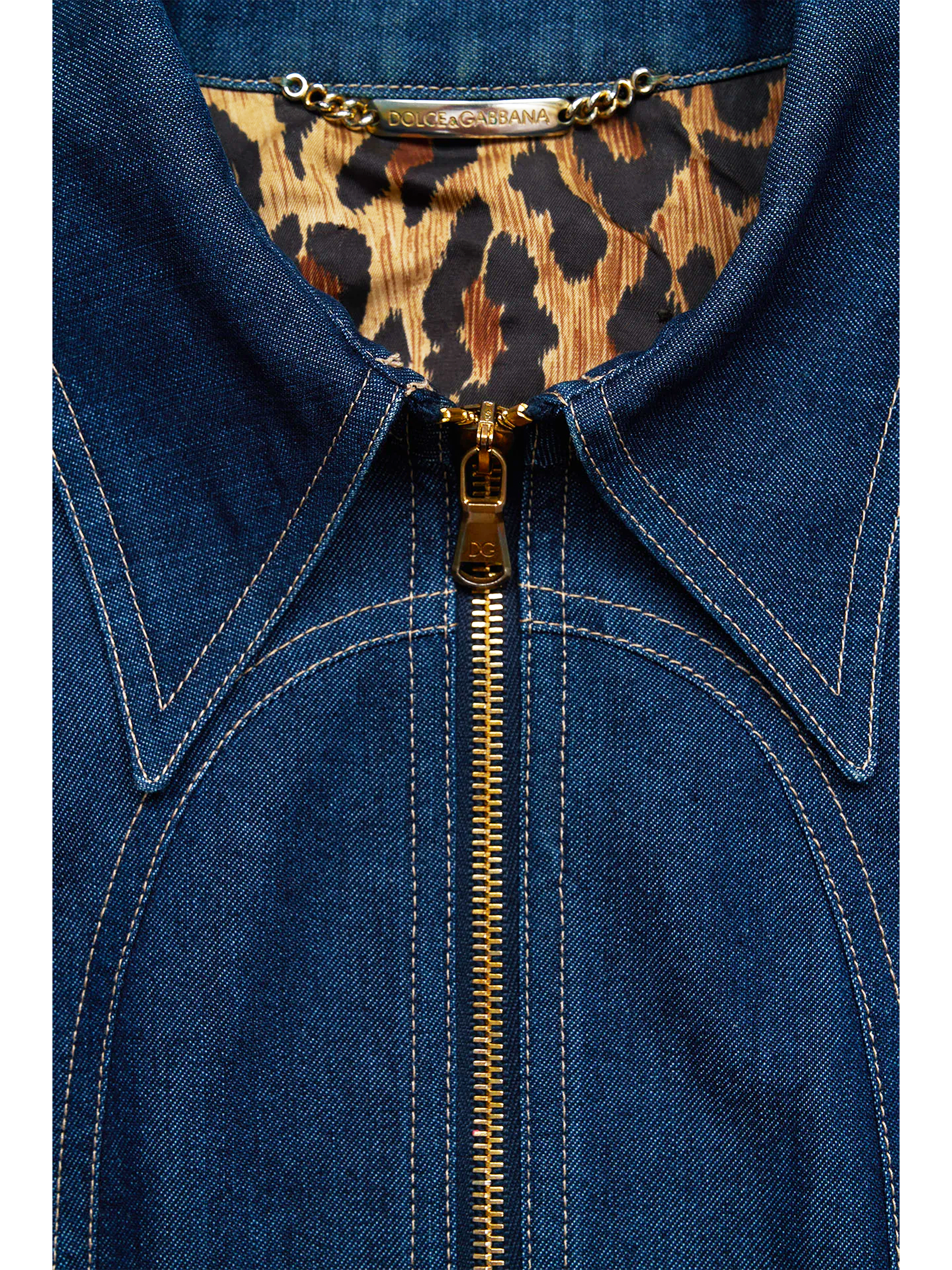 Dolce and Gabbana Spring 2001 Denim Jacket with a Golden Buckle