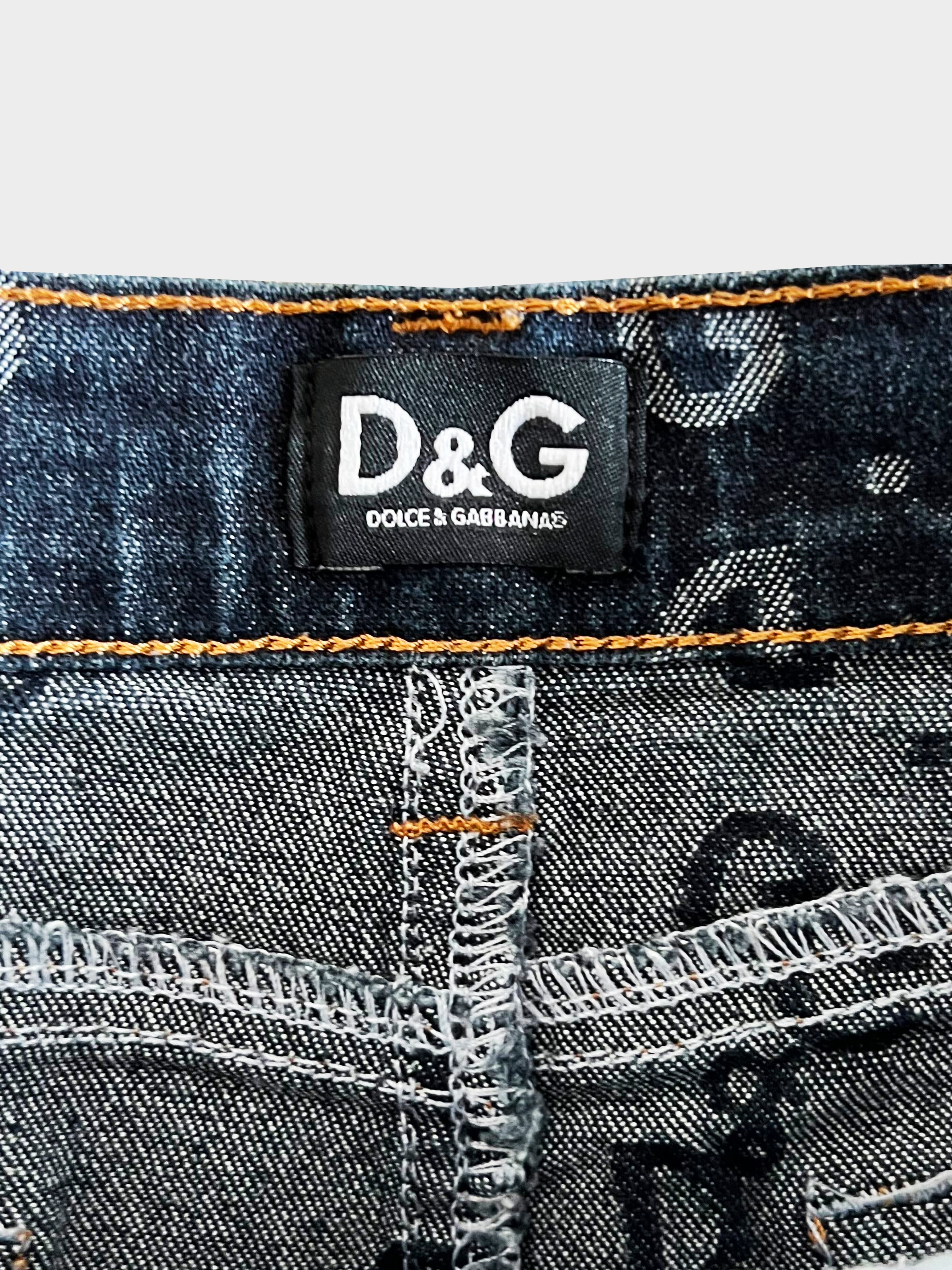 Dolce and Gabbana D&G 2000s Monogram Denim Miniskirt