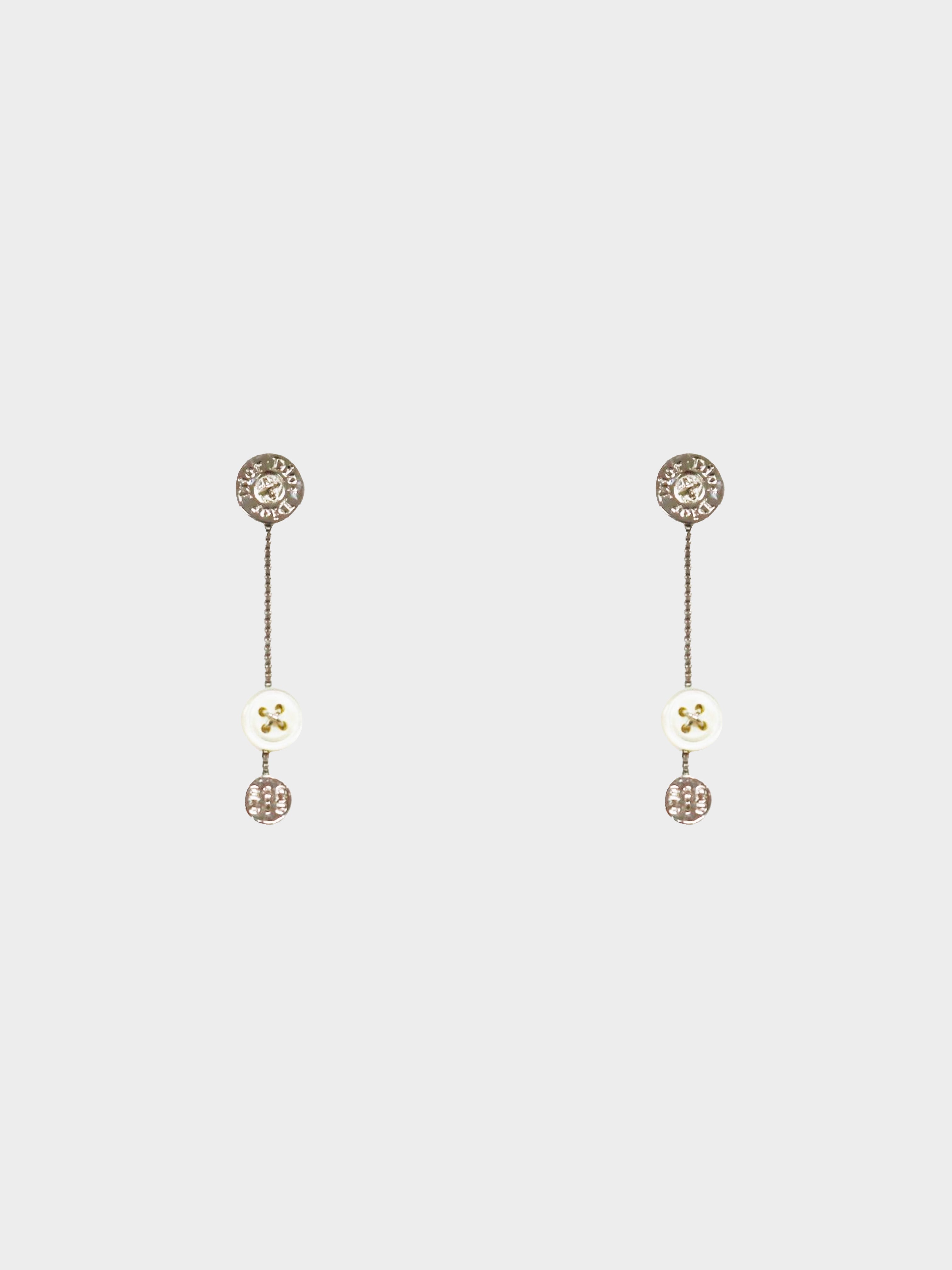 Christian Dior 1990s Button Logo Pendant Earrings · INTO