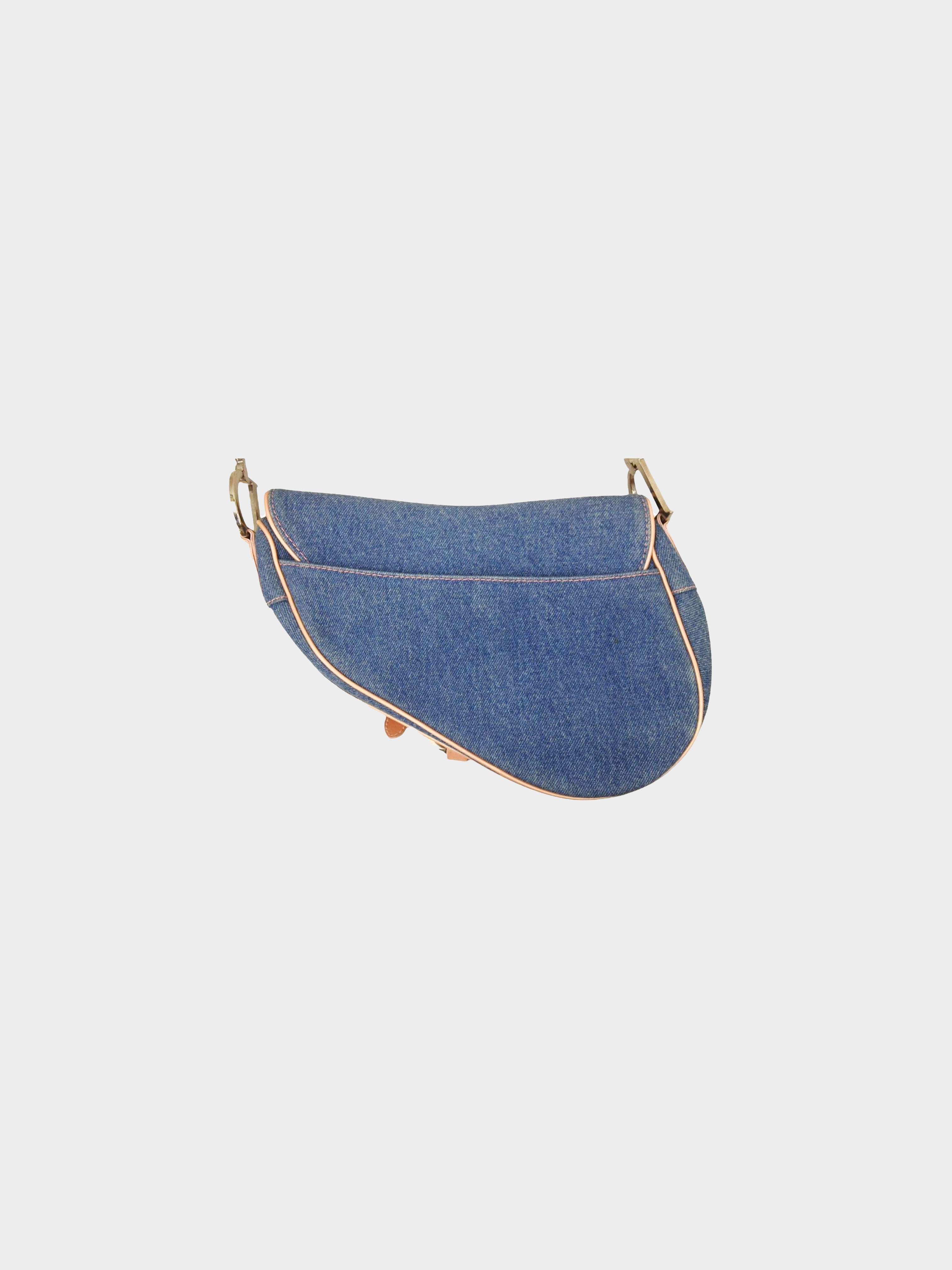 Christian Dior 2003 Pink and Denim Saddle Bag