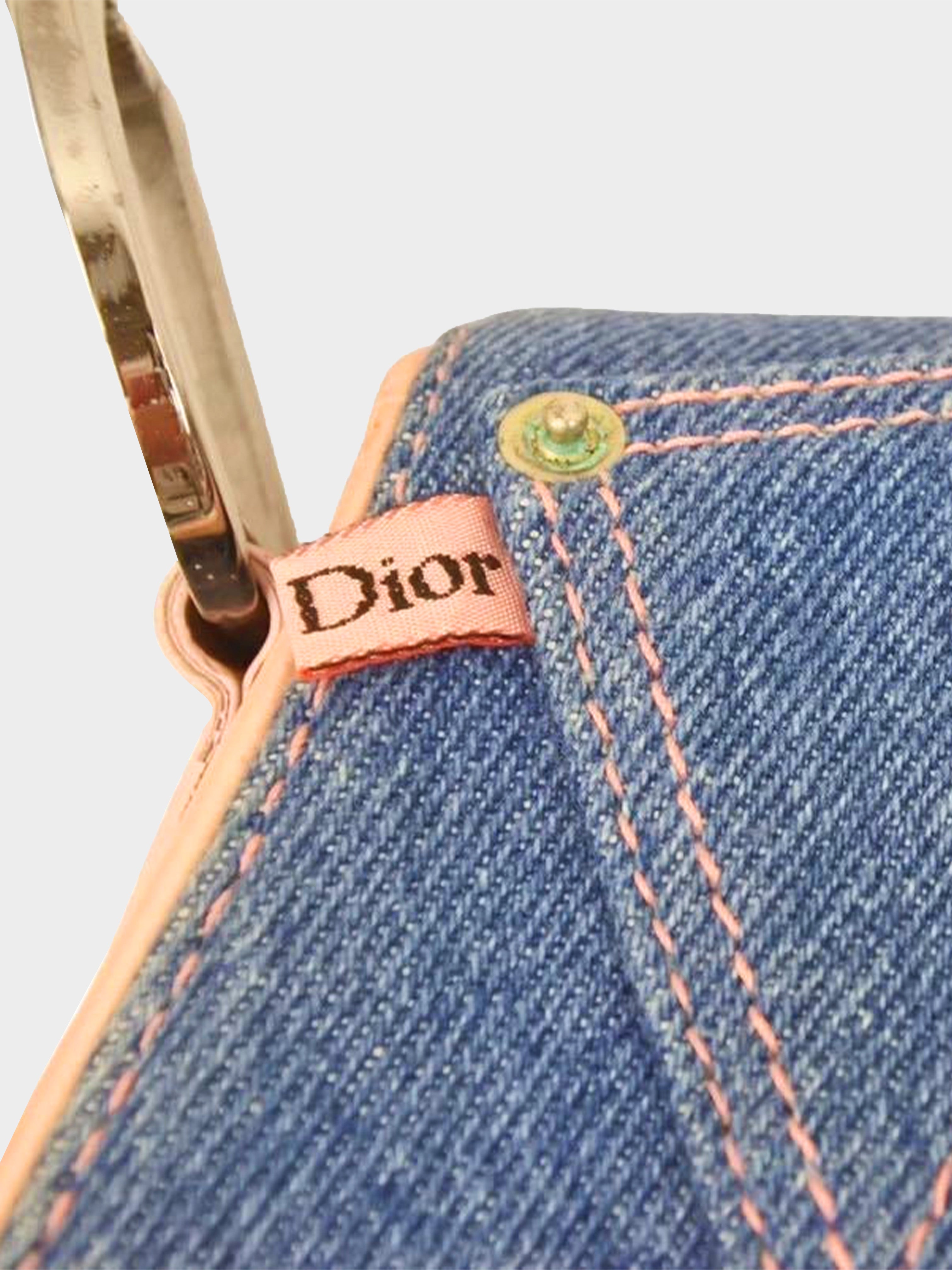 Christian Dior 2003 Pink and Denim Saddle Bag