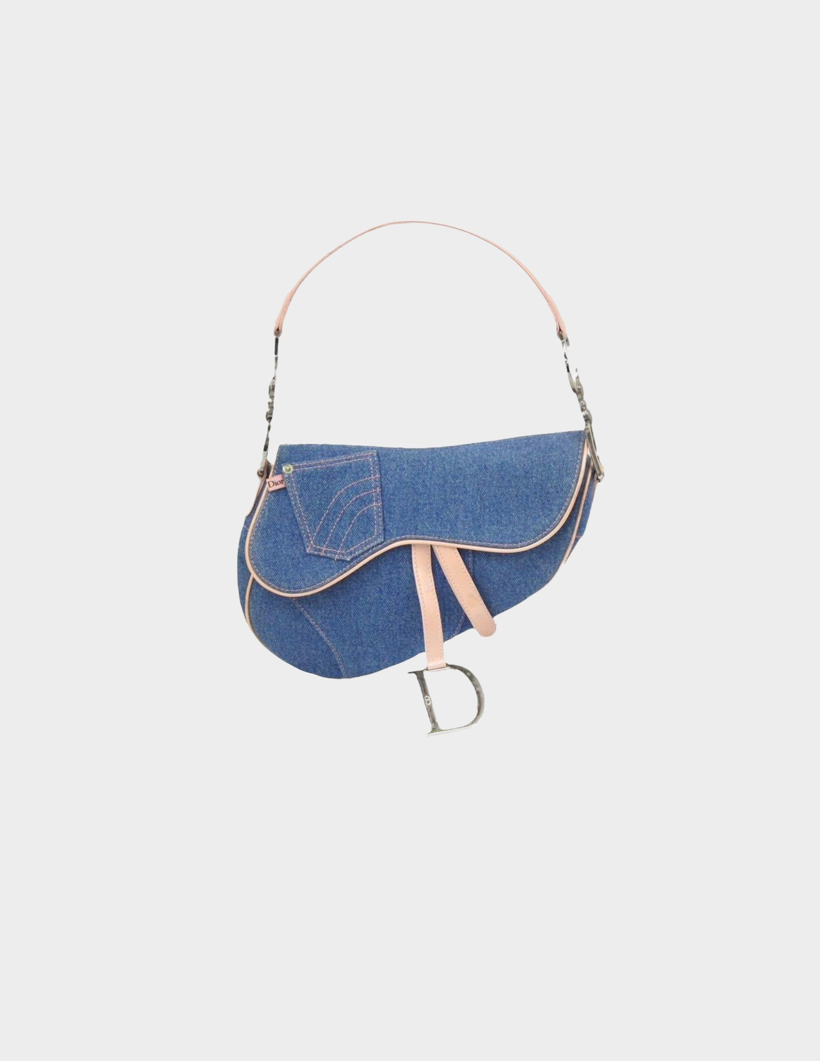 Christian Dior 2003 Pink and Denim Saddle Bag