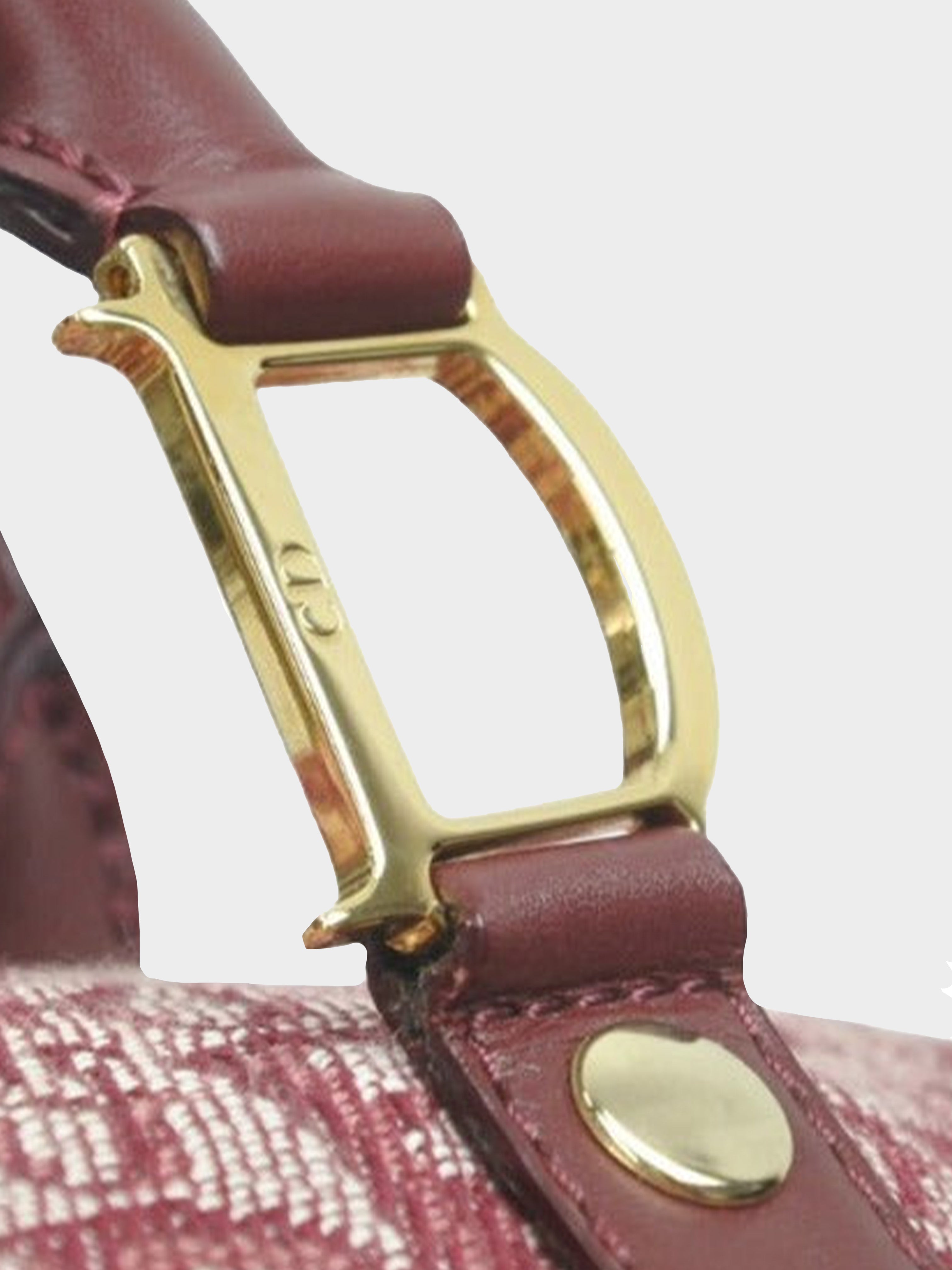 Dior Burgundy/Beige Oblique Canvas and Leather Bag Strap Dior