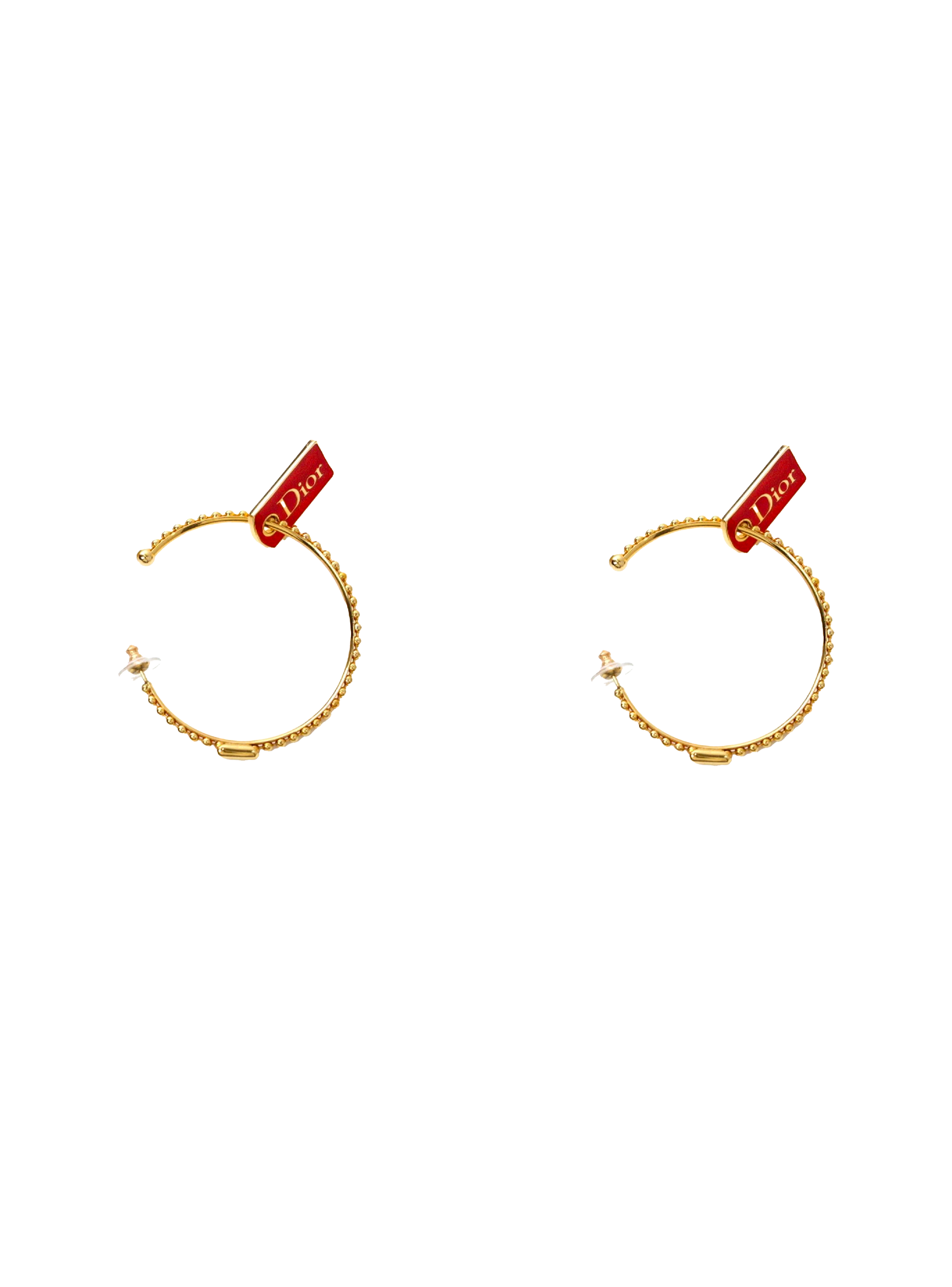 Christian Dior 2000s Red Logo Hoop Earrings