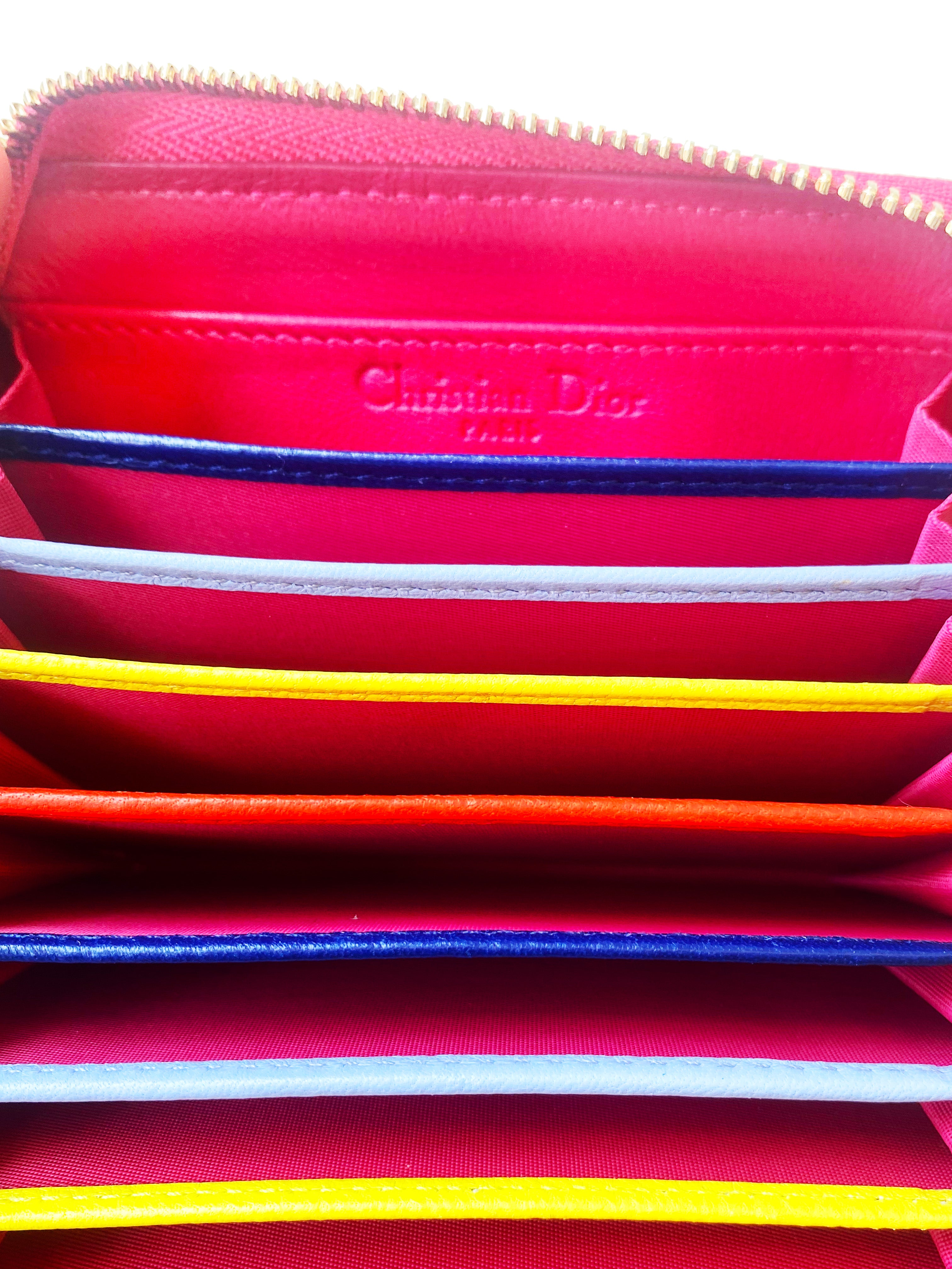 Christian Dior 2000s Hot Pink Lady Dior Wallet with Logo Charm
