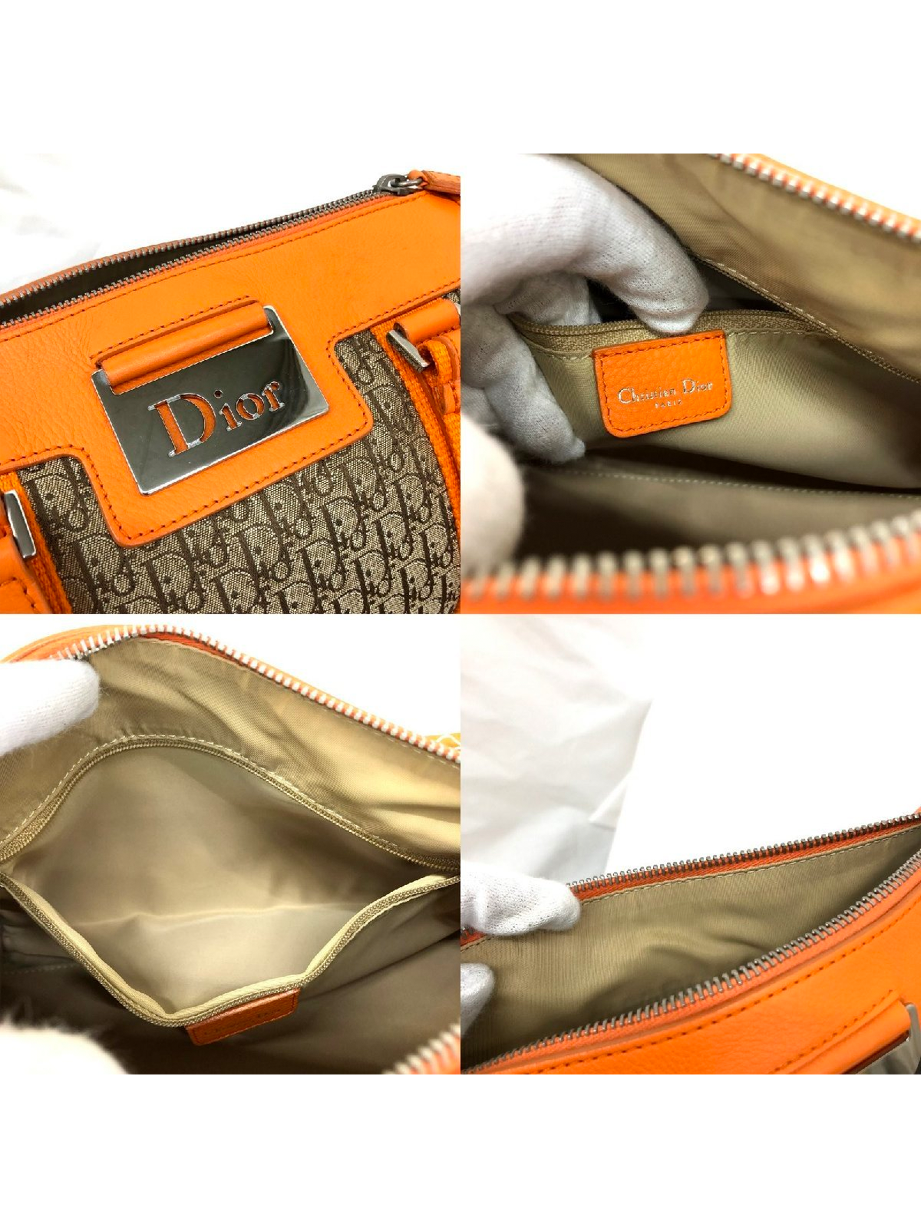 Christian Dior 2000s Orange Leather Trotter Bag