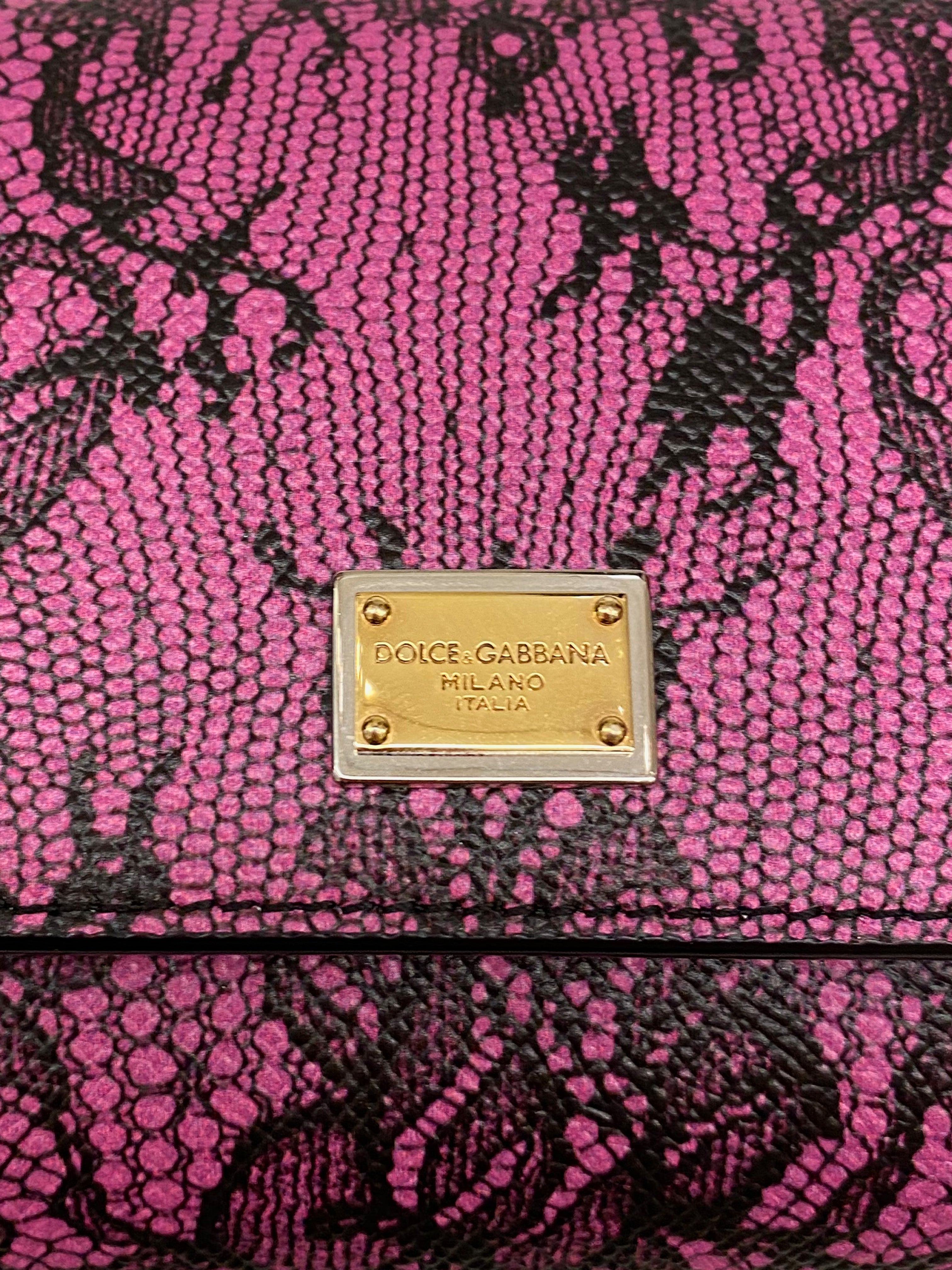 Dolce and Gabbana Late 2000s Lace Print Mini Sicily Bag