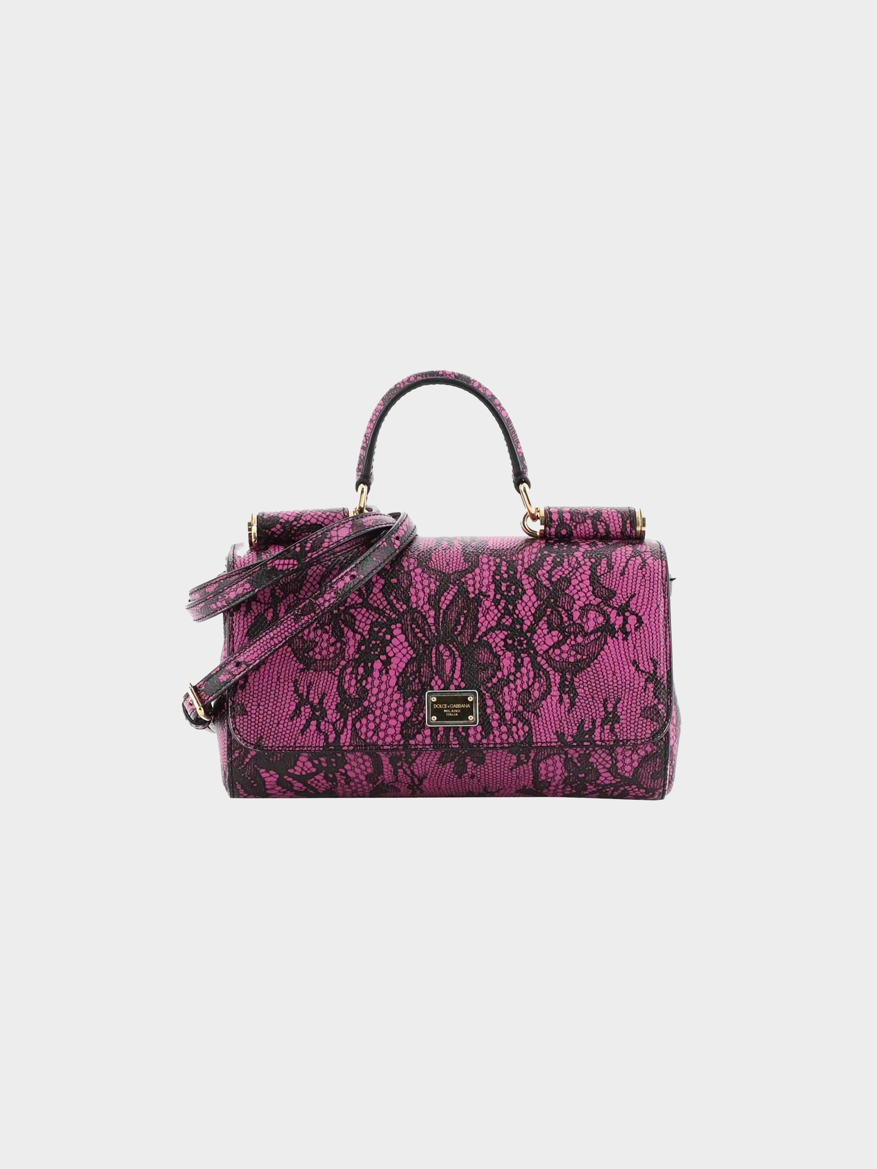 Dolce and Gabbana Late 2000s Lace Print Mini Sicily Bag · INTO