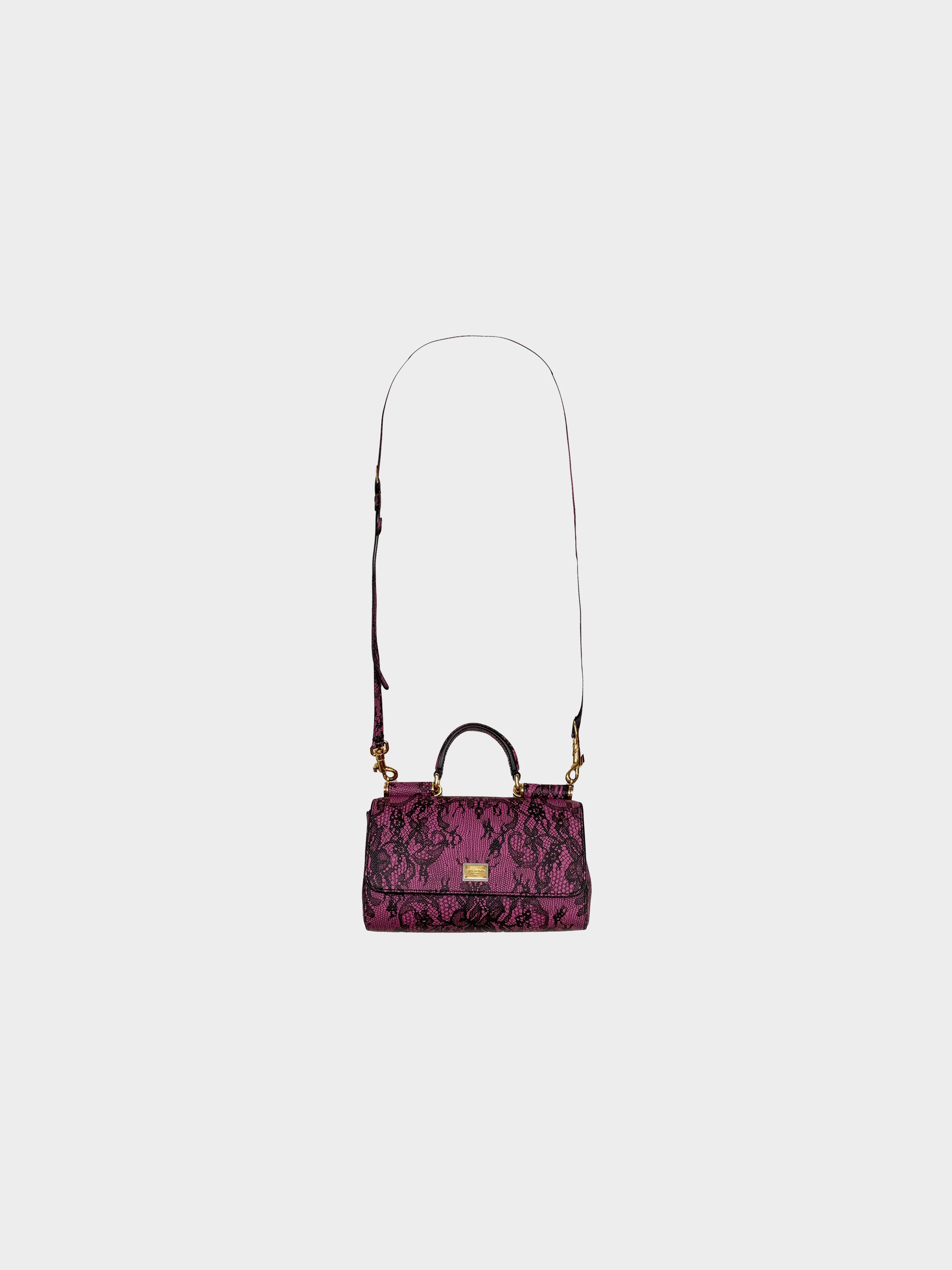 Dolce and Gabbana Late 2000s Lace Print Mini Sicily Bag · INTO