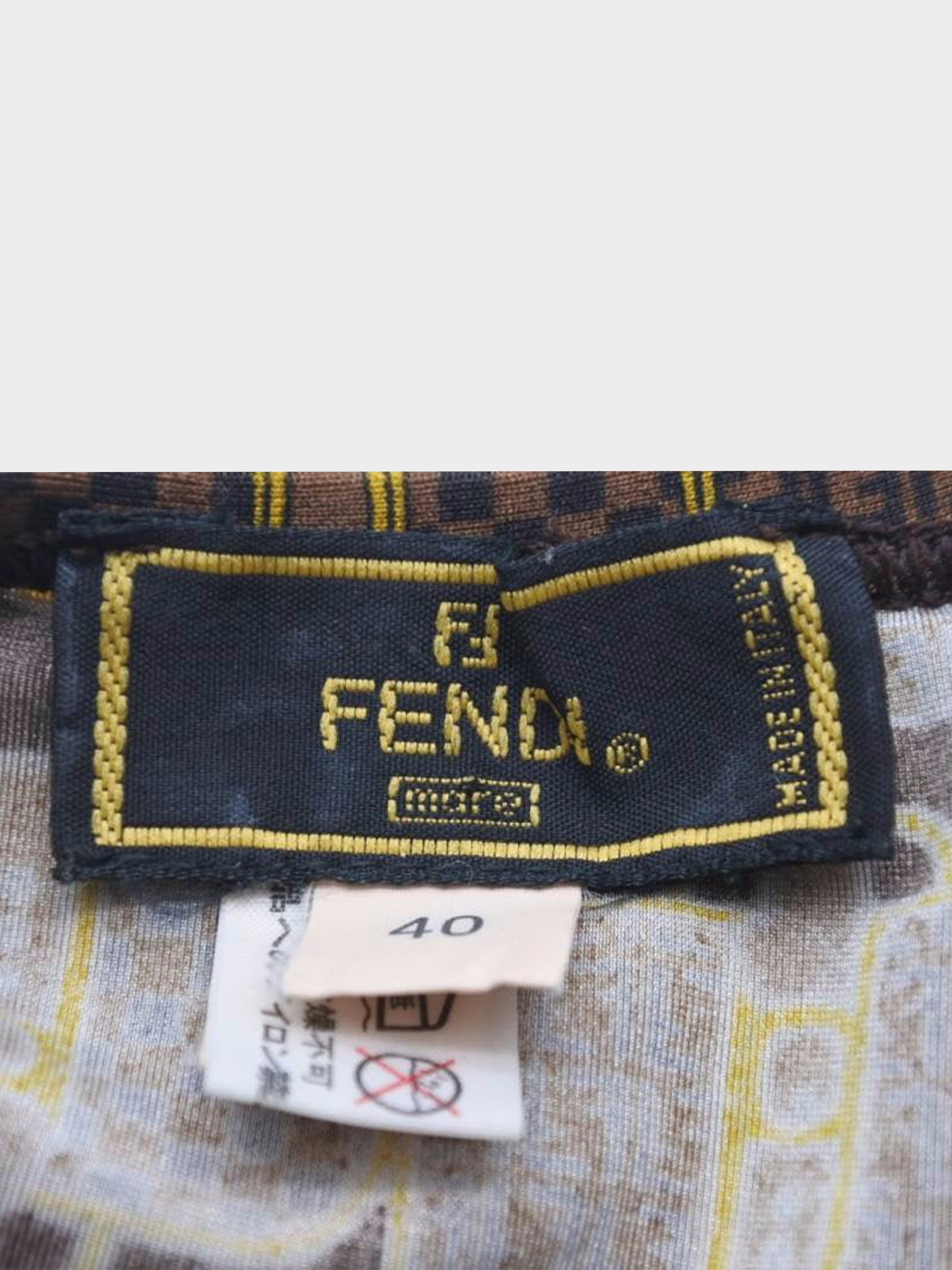 Fendi 1990s Brown Zucca Buckle Bikini