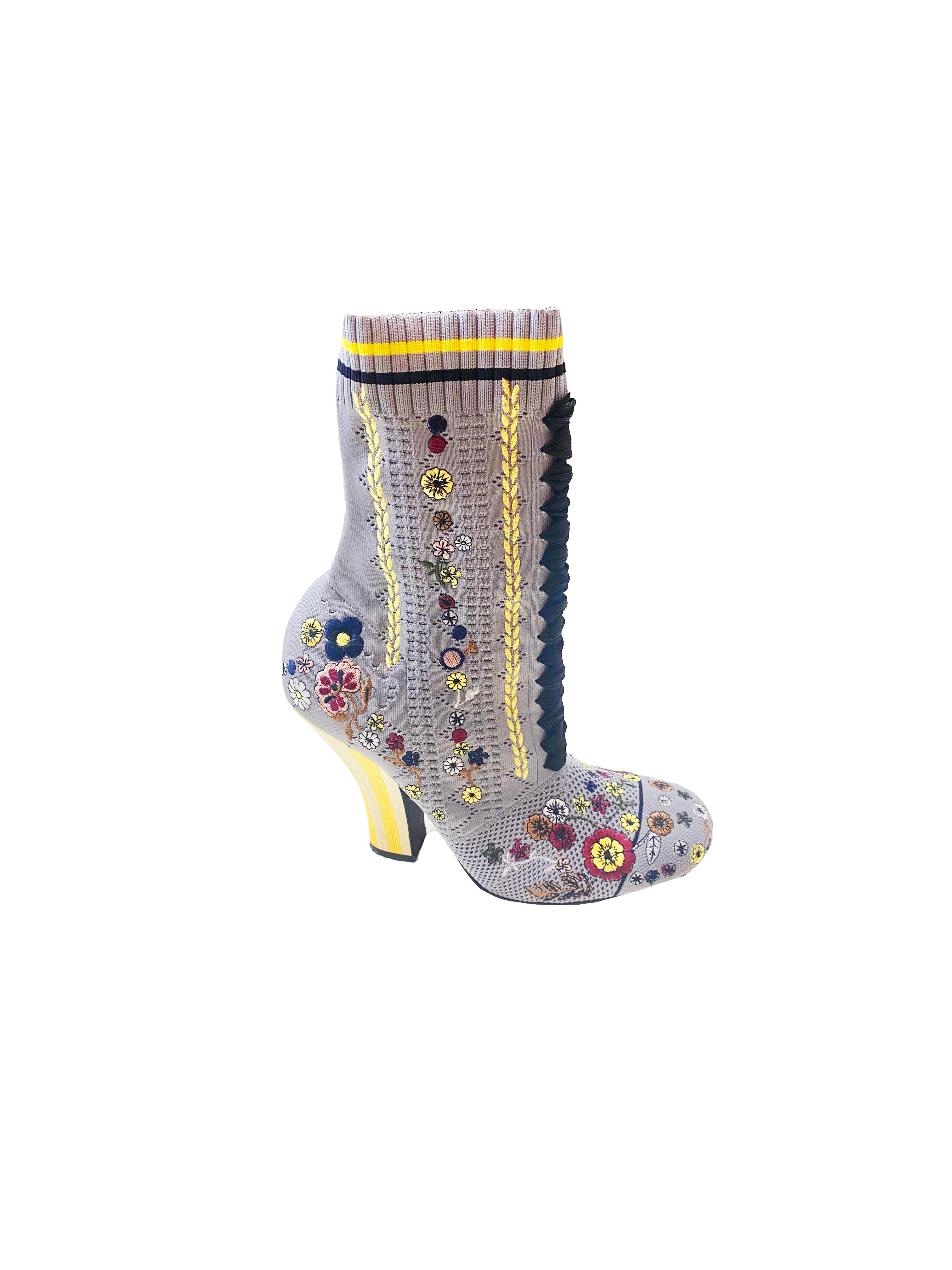 Fendi Fall 2016 Crochet Floral Sock Boots