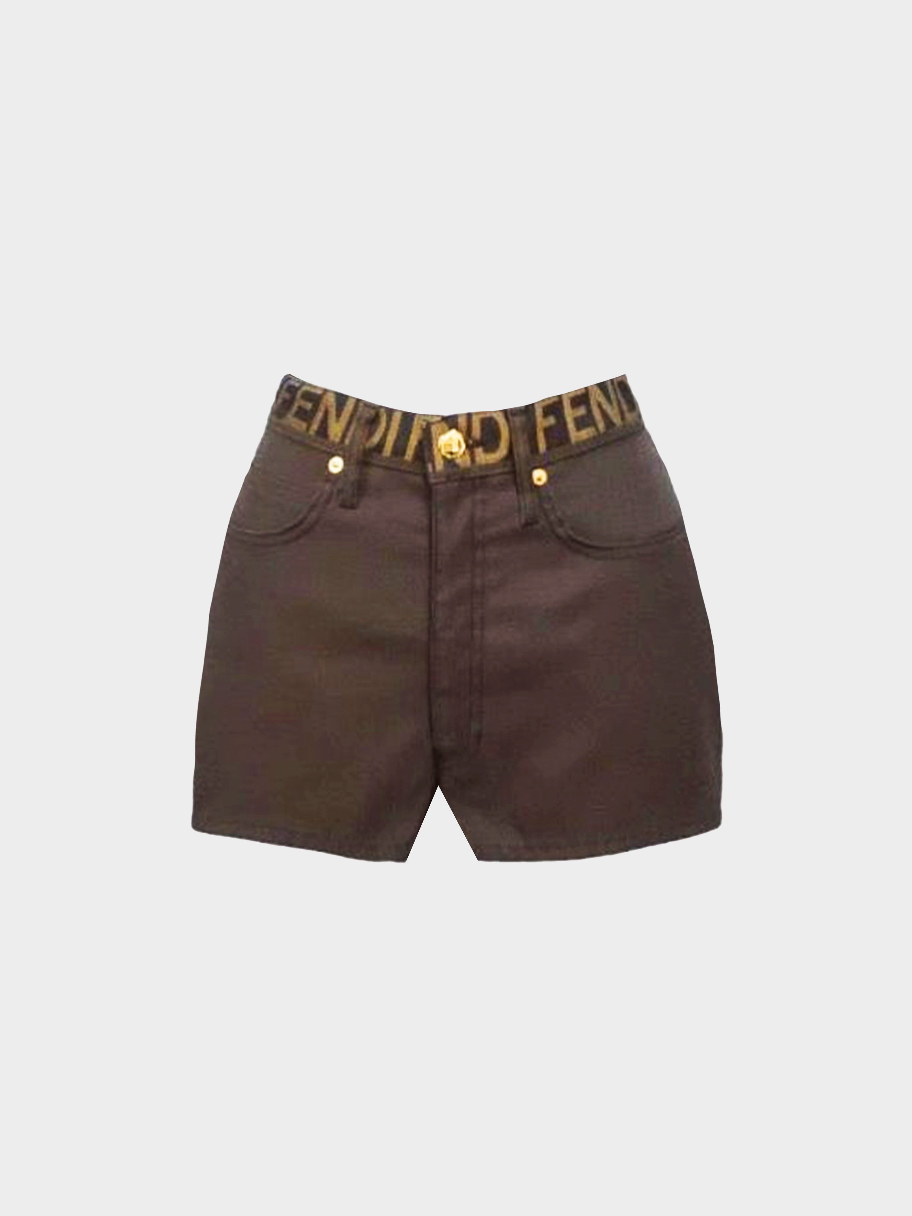 Fendi Jeans 1990s Brown Logo Shorts