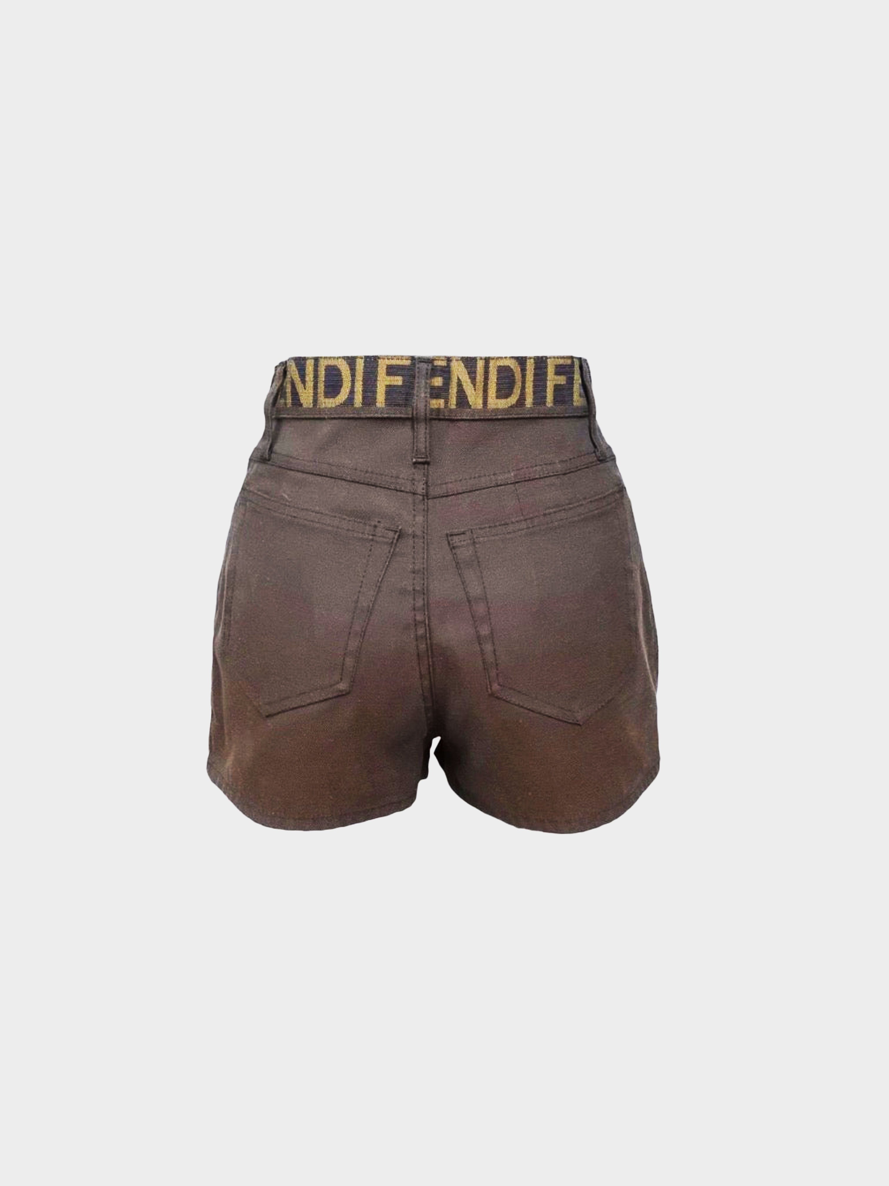 Fendi Jeans 1990s Brown Logo Shorts