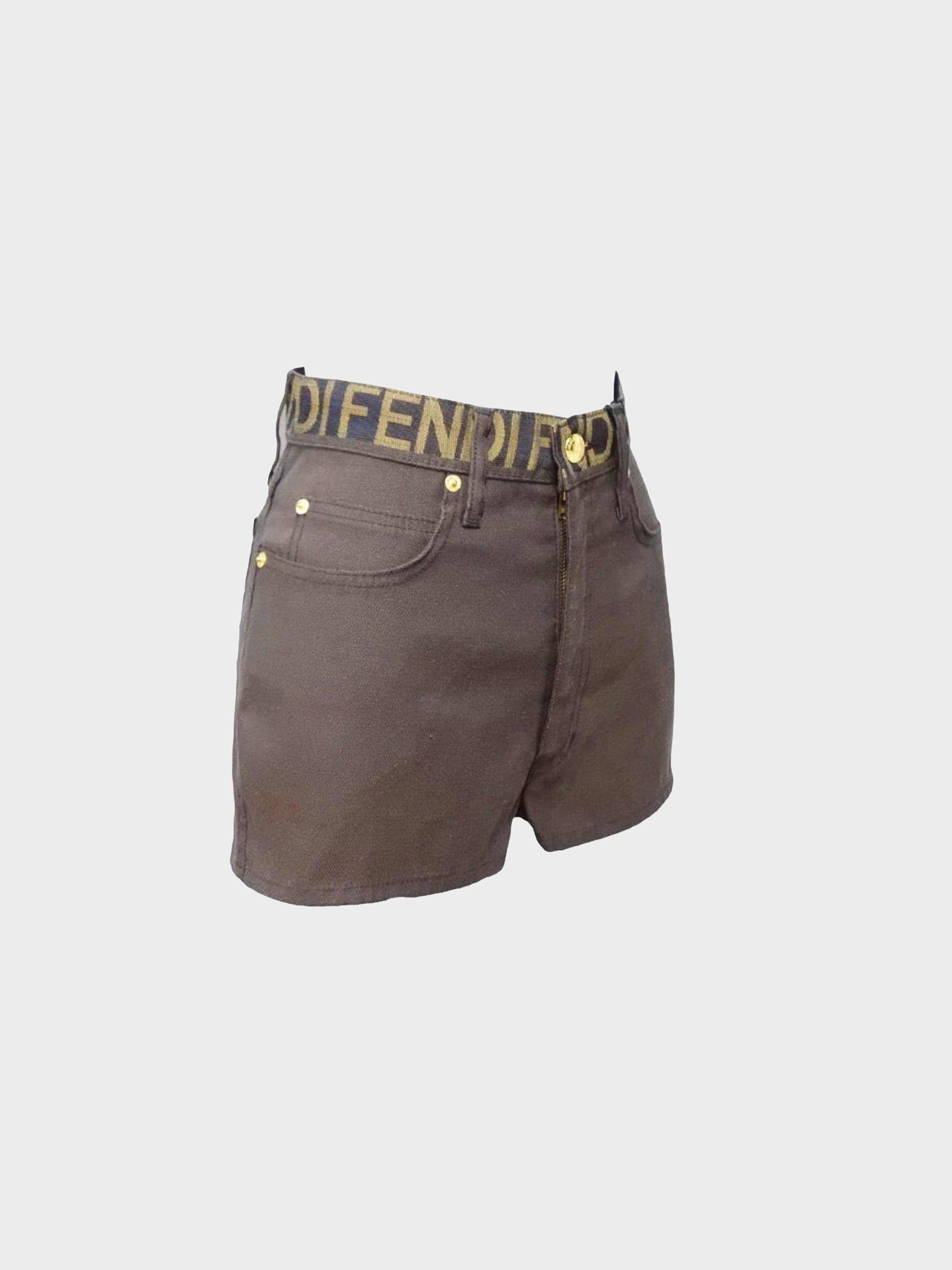 Fendi Jeans 1990s Brown Logo Shorts