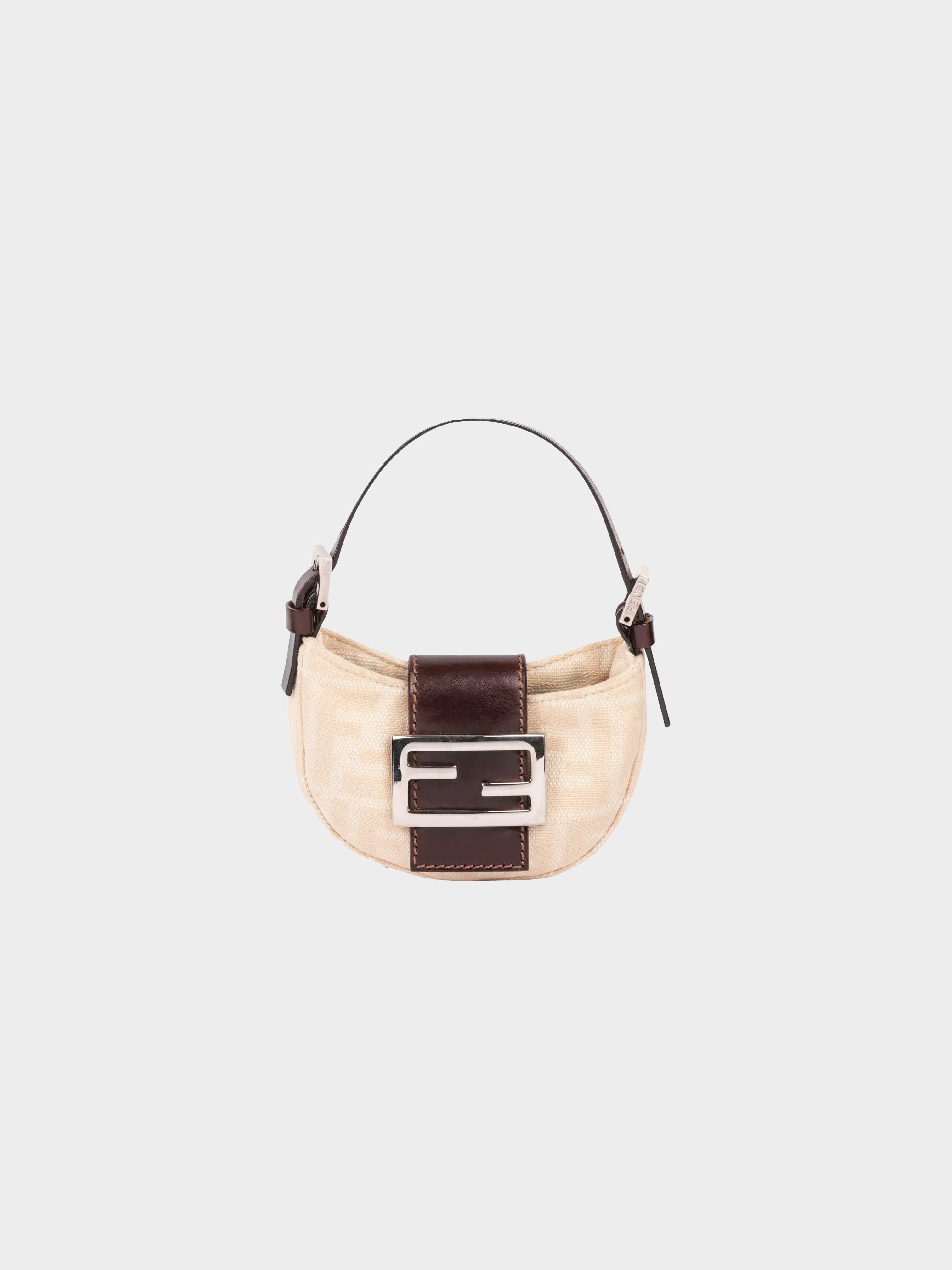 FENDI Vintage Logo Micro Croissant Pochette Mini Bag Beige 