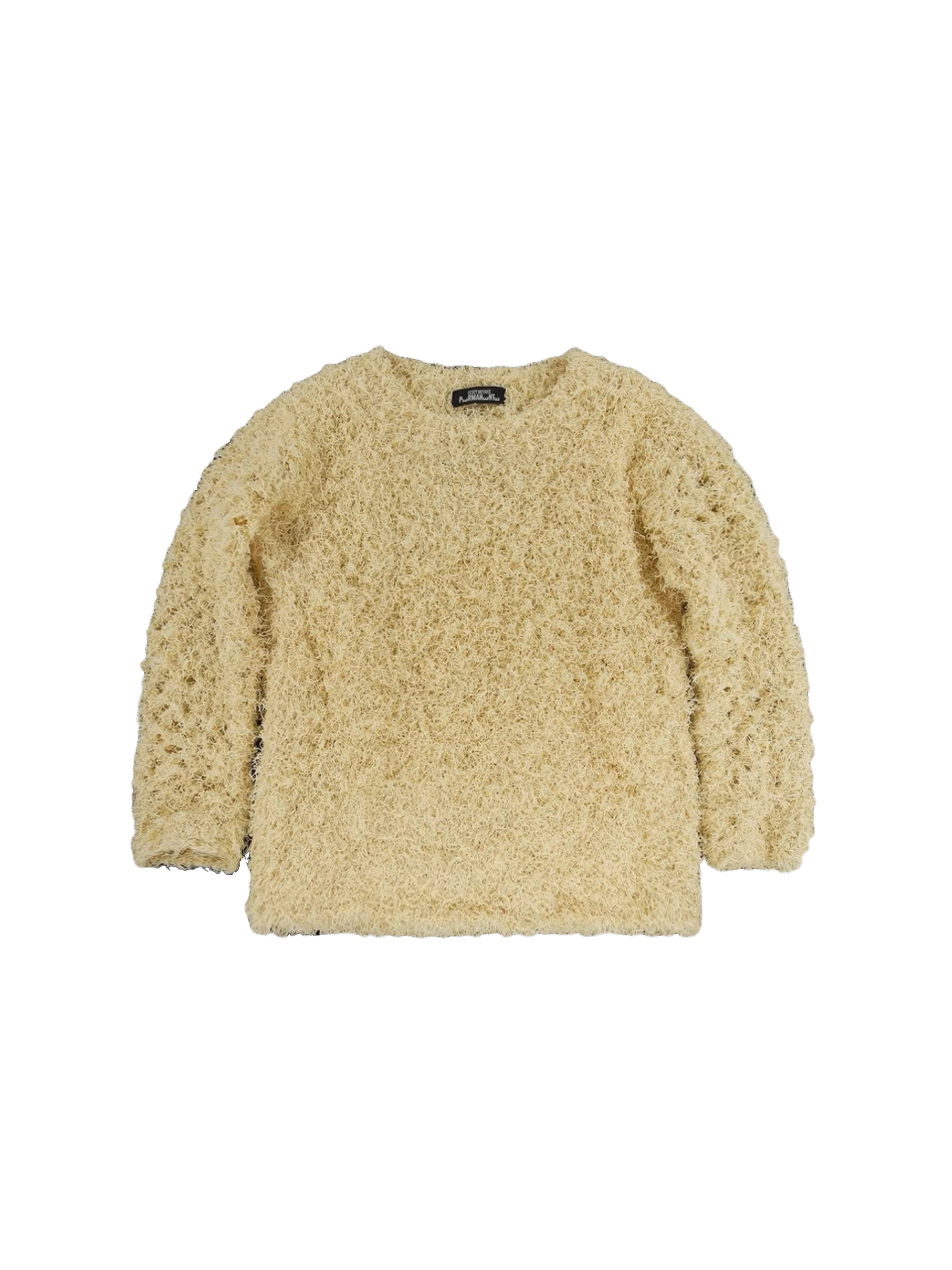 Issey Miyake 2000s Cream Crewneck Fuzzy Sweater