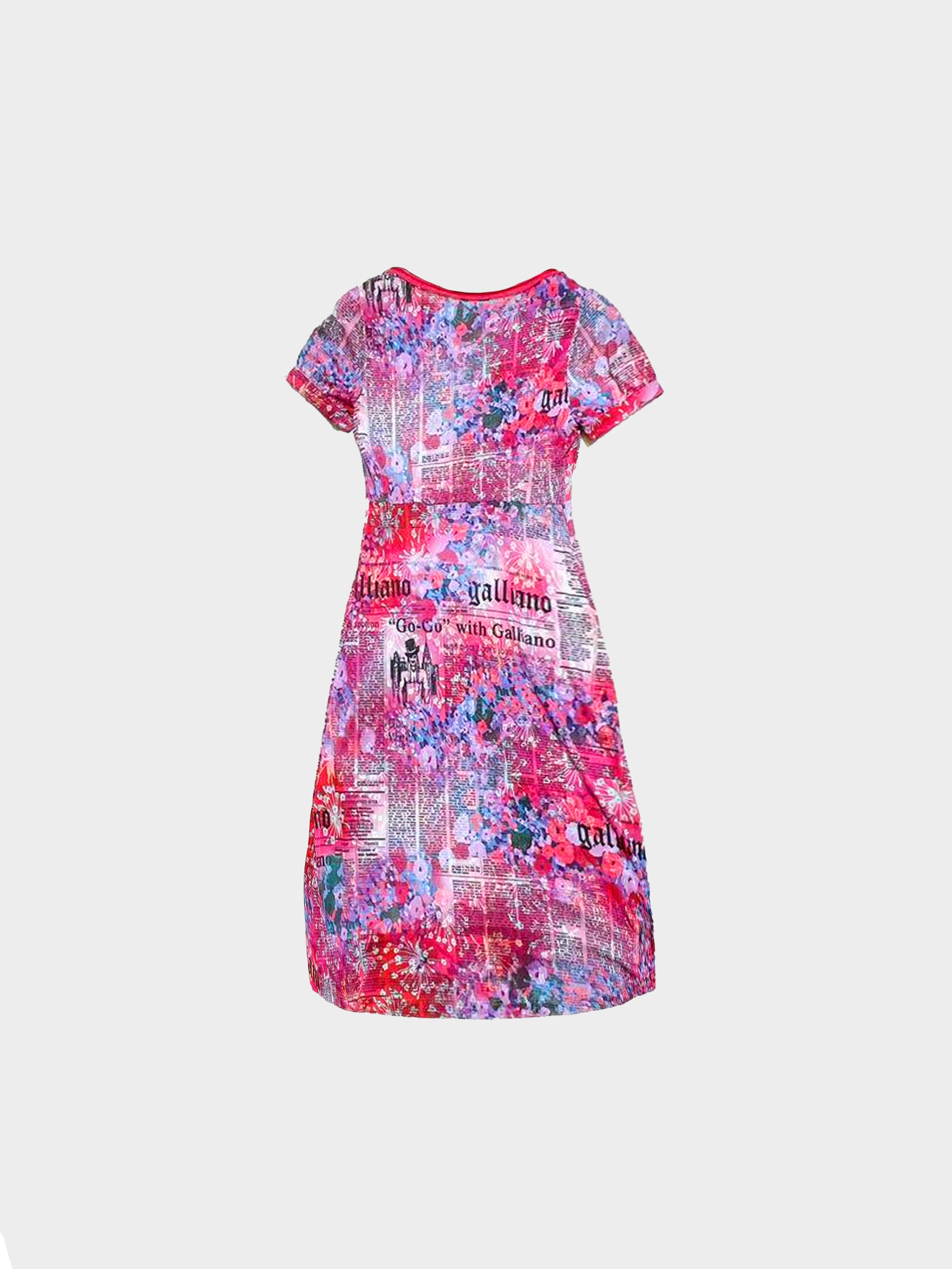 John Galliano 2000s Gazette Tie Dye Floral Dress