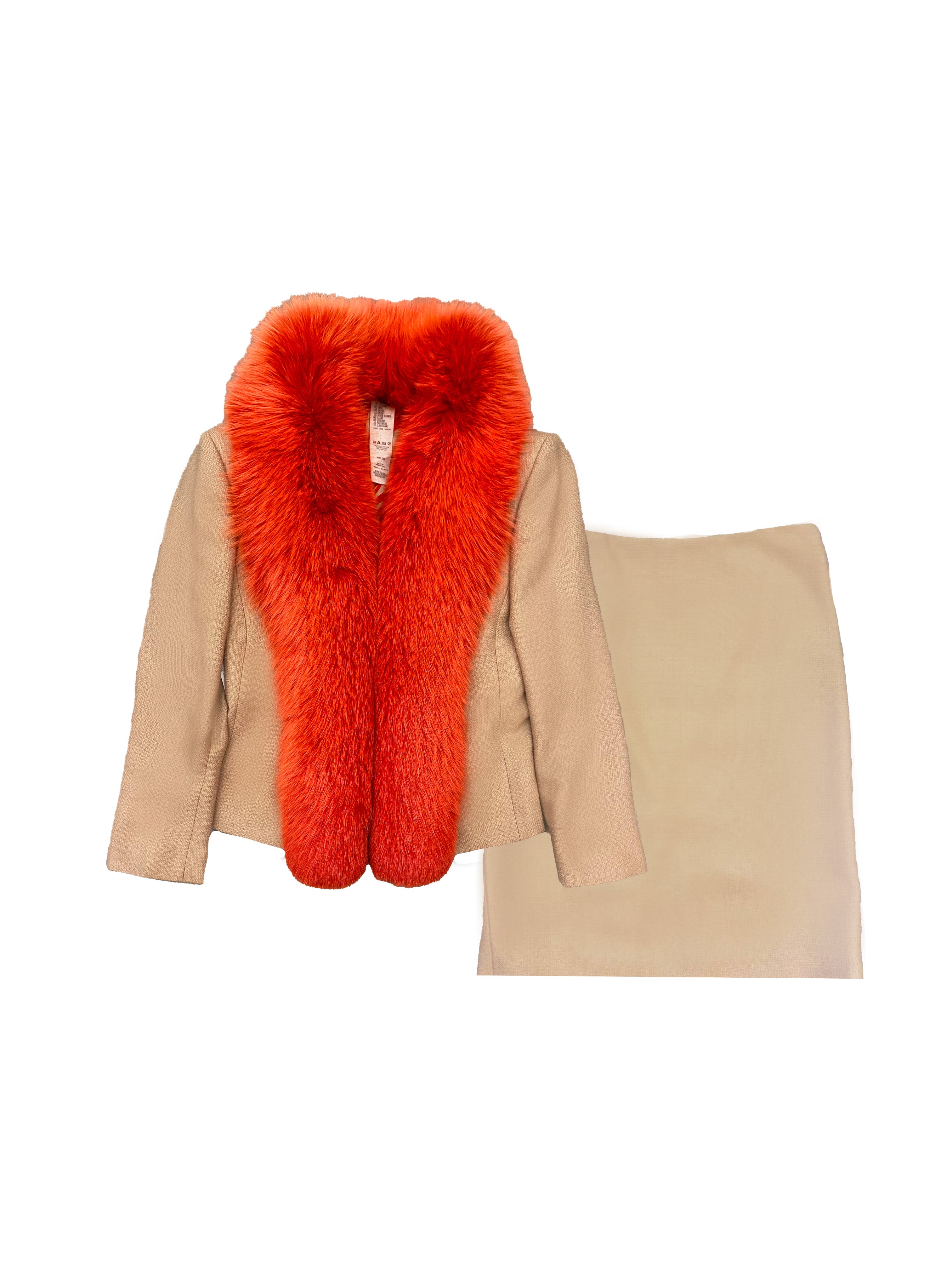 Gianni Versace 1990s Couture Coral Fox Fur Set