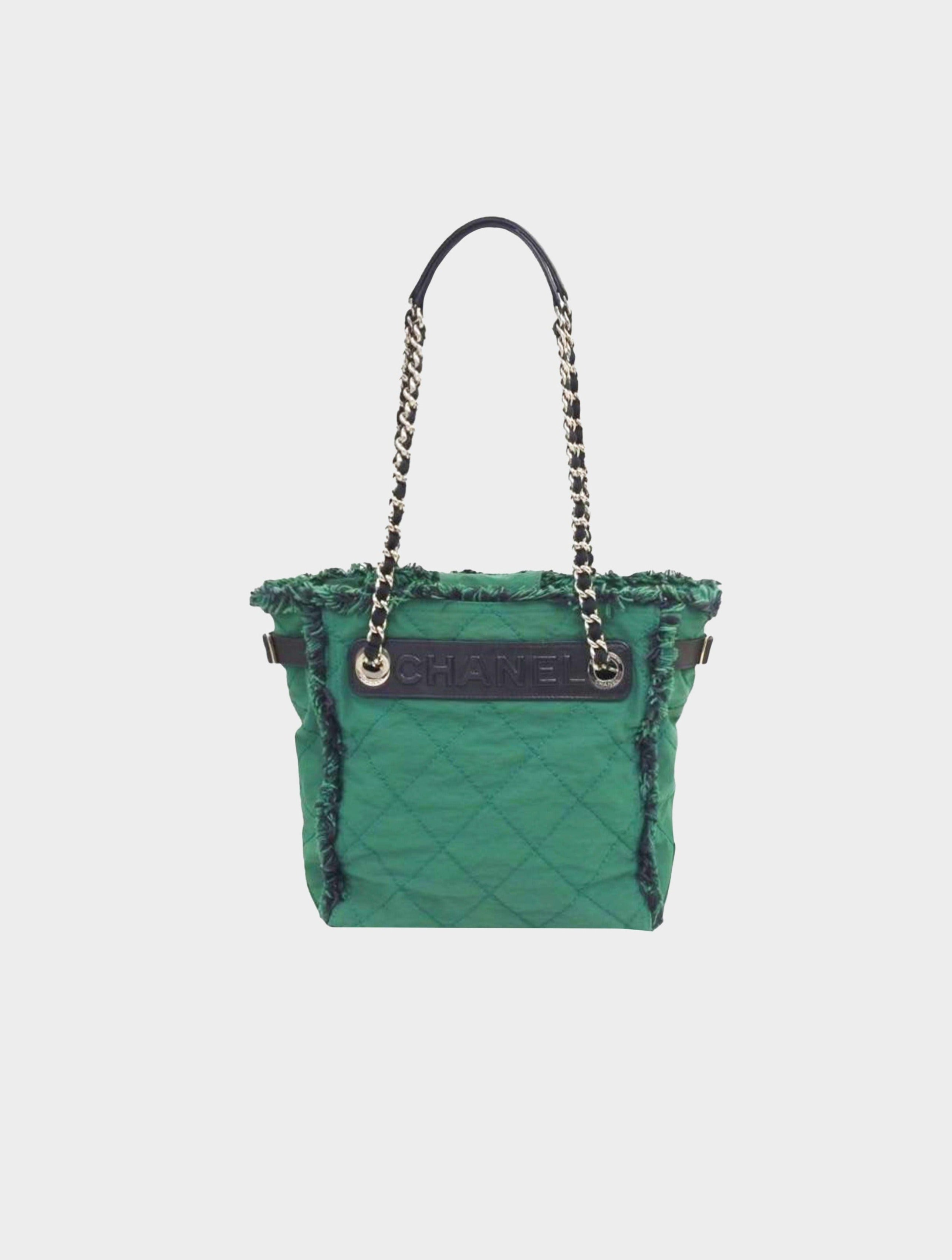 CHANEL Runaway Lambskin Quilted Country Club Tote Green Black Tote Bag –  Afashionistastore