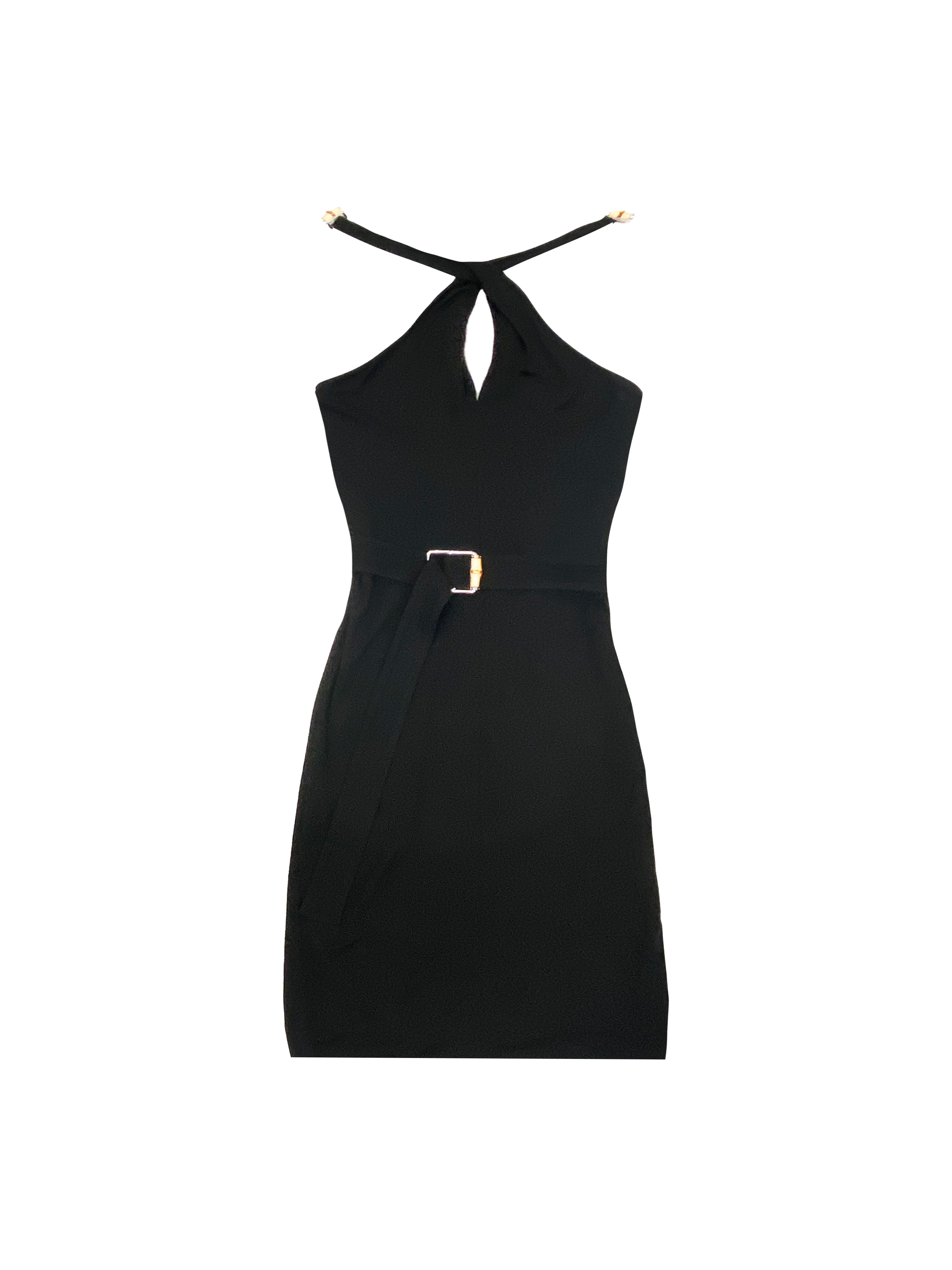 Gucci 2006 Black Halter Dress with Bamboo Buckles